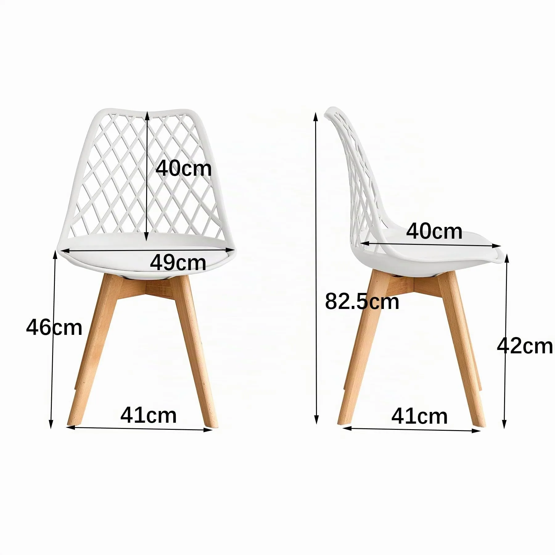 DEYARNA HOME Set di 4 Sedie da Pranzo Scandinave con Gambe in Legno, Bianco - immagine 2