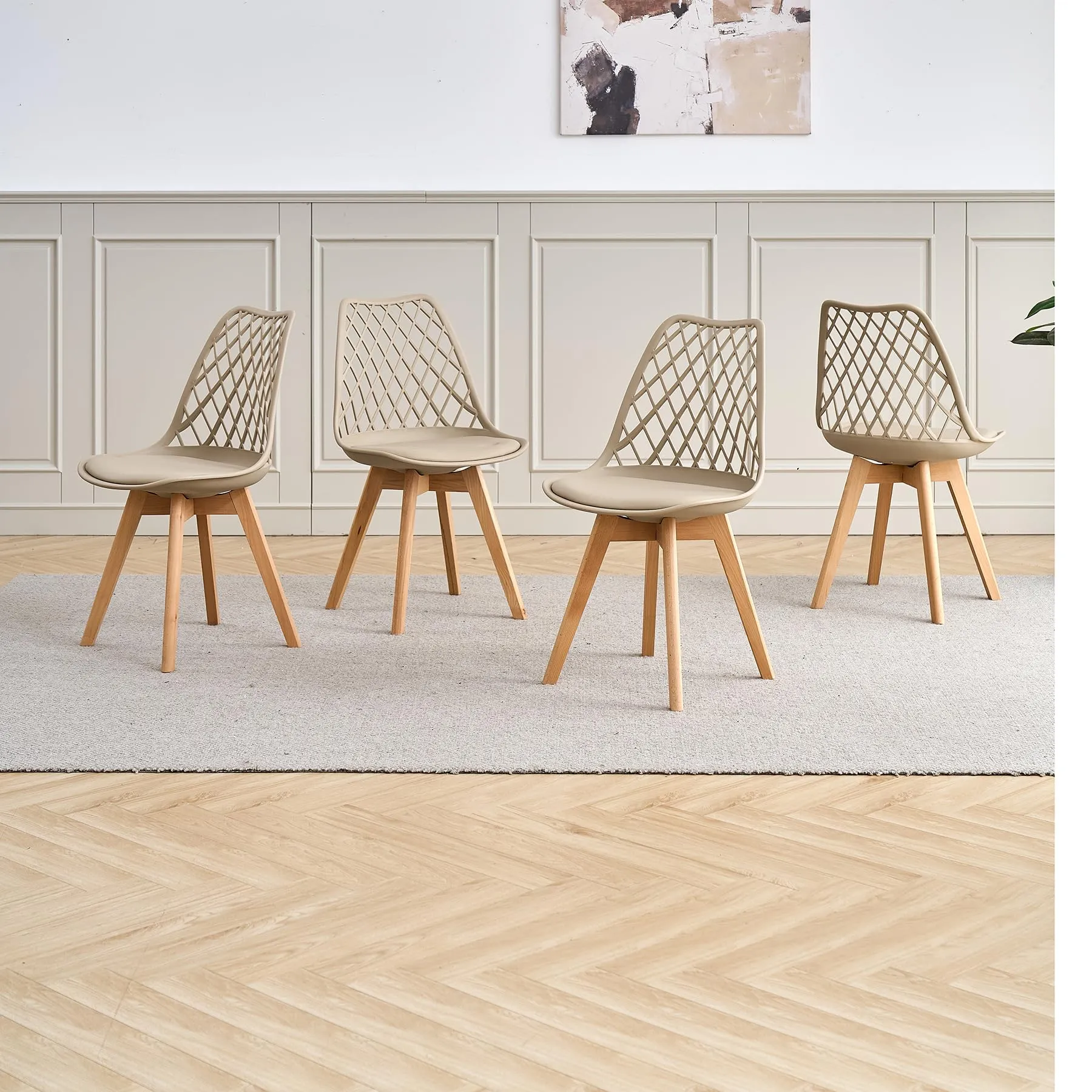 DEYARNA HOME Set di 6 Sedie da Pranzo Scandinave, Cachi - immagine 3