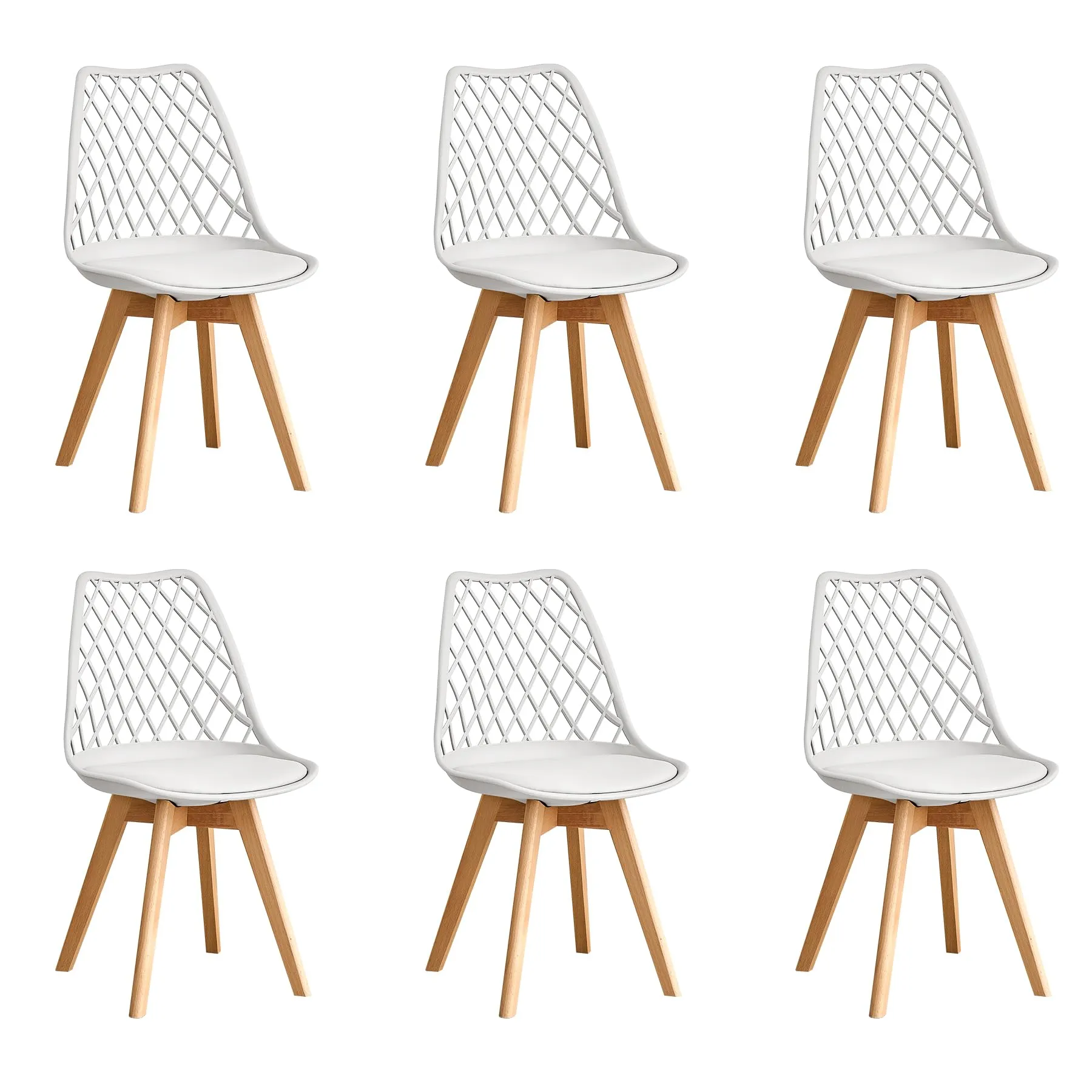 DEYARNA HOME Set di 6 Sedie da Pranzo Scandinave con Gambe in Legno, Bianco - immagine 1