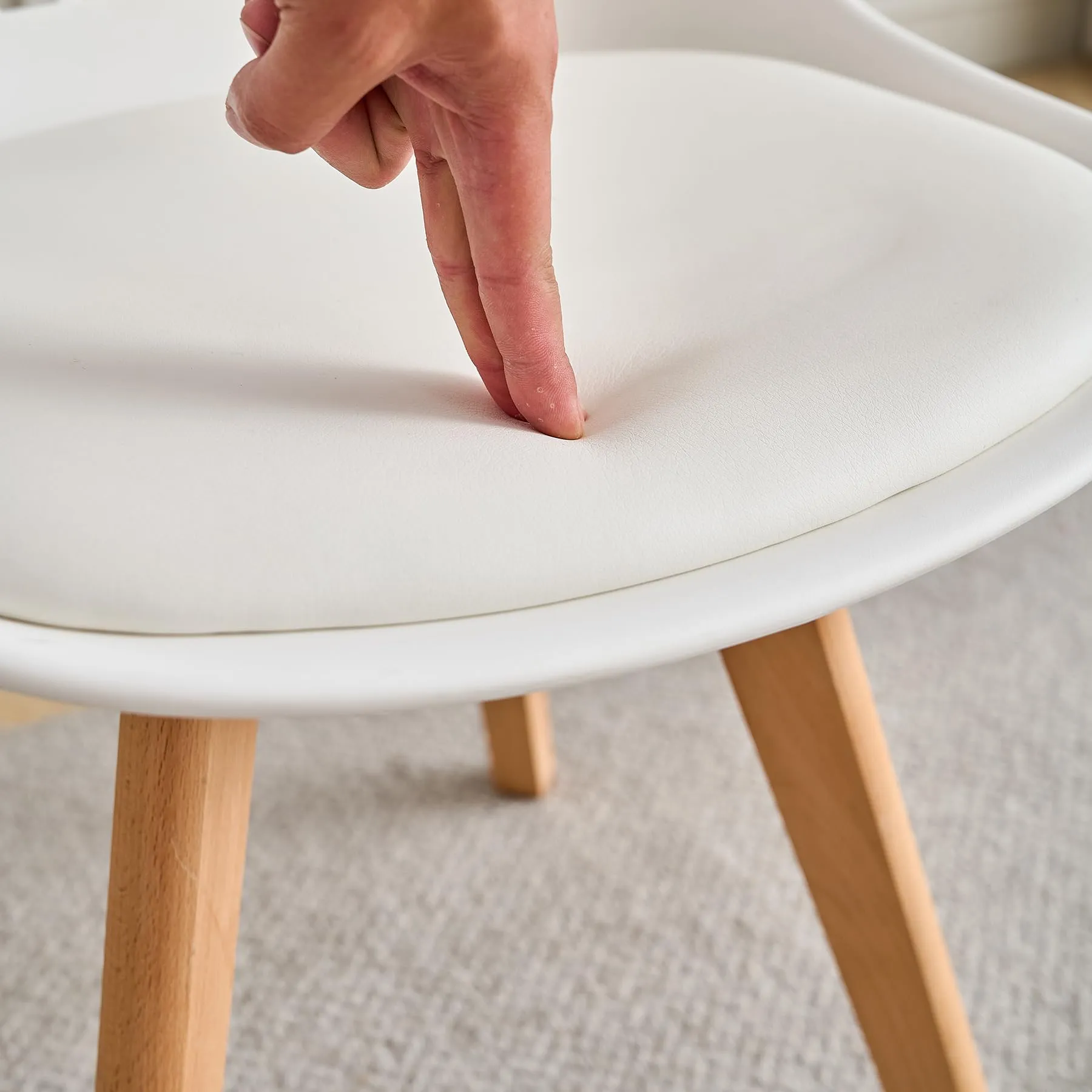 DEYARNA HOME Set di 6 Sedie da Pranzo Scandinave con Gambe in Legno, Bianco - immagine 7