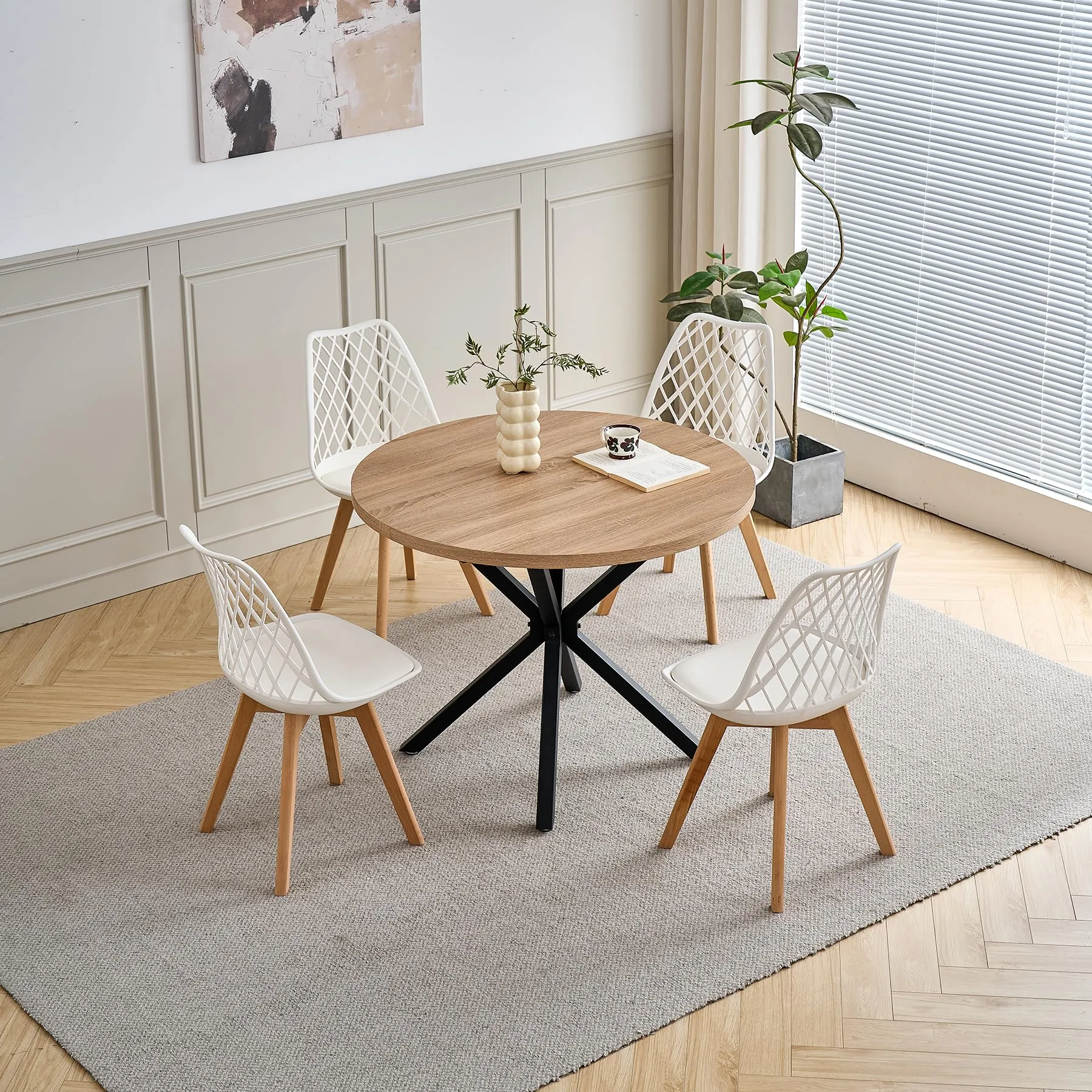 DEYARNA HOME Set di 6 Sedie da Pranzo Scandinave con Gambe in Legno, Bianco - immagine 9
