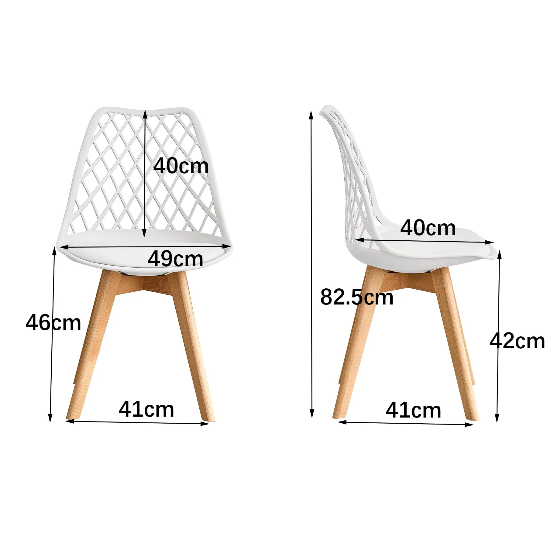 DEYARNA HOME Set di 8 Sedie da Pranzo Scandinave con Gambe in Legno, Bianco - immagine 2