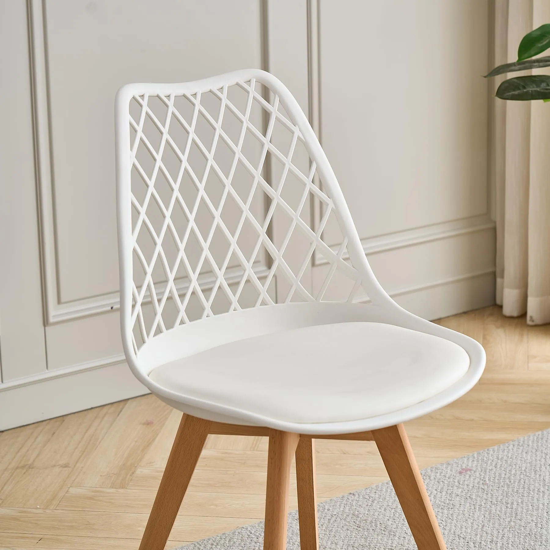 DEYARNA HOME Set di 8 Sedie da Pranzo Scandinave con Gambe in Legno, Bianco - immagine 6