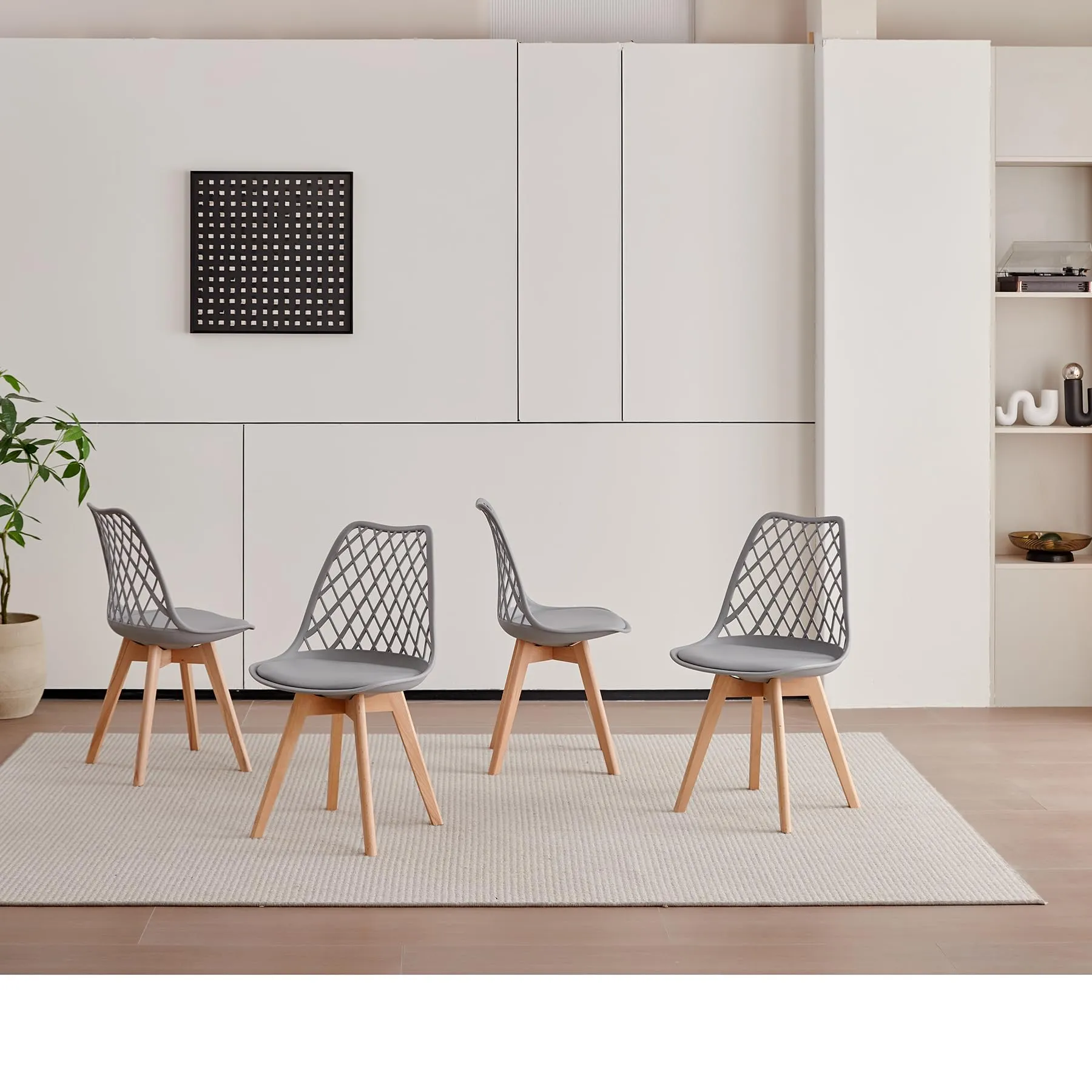 DEYARNA HOME Set di 8 Sedie da Pranzo Scandinave con Gambe in Legno, Grigio - immagine 3