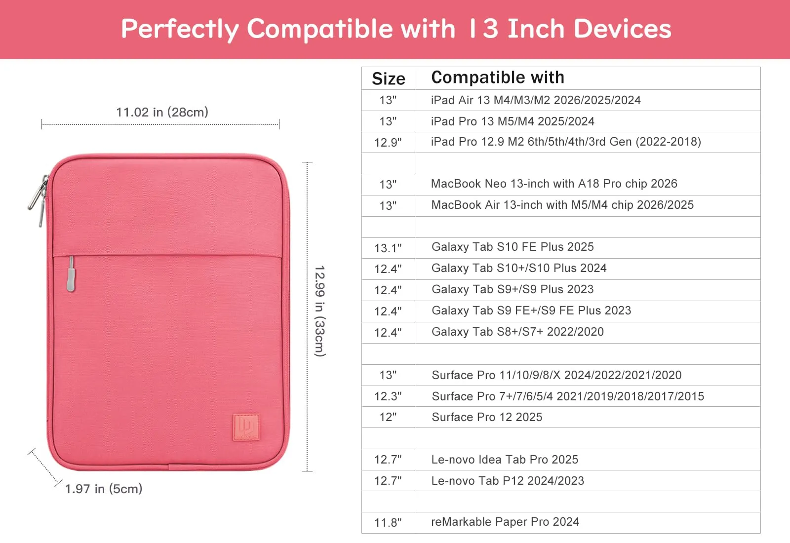 Dadanism Custodia Borsa Portatile per Tablet 13 Pollici, Rosso - immagine 2