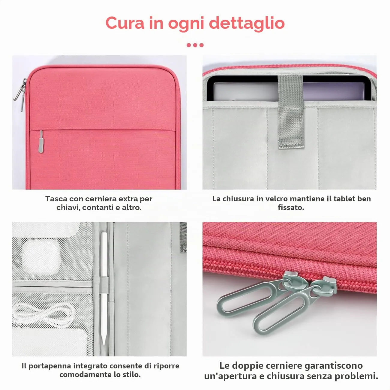 Dadanism Custodia Borsa Portatile per Tablet 13 Pollici, Rosso - immagine 5