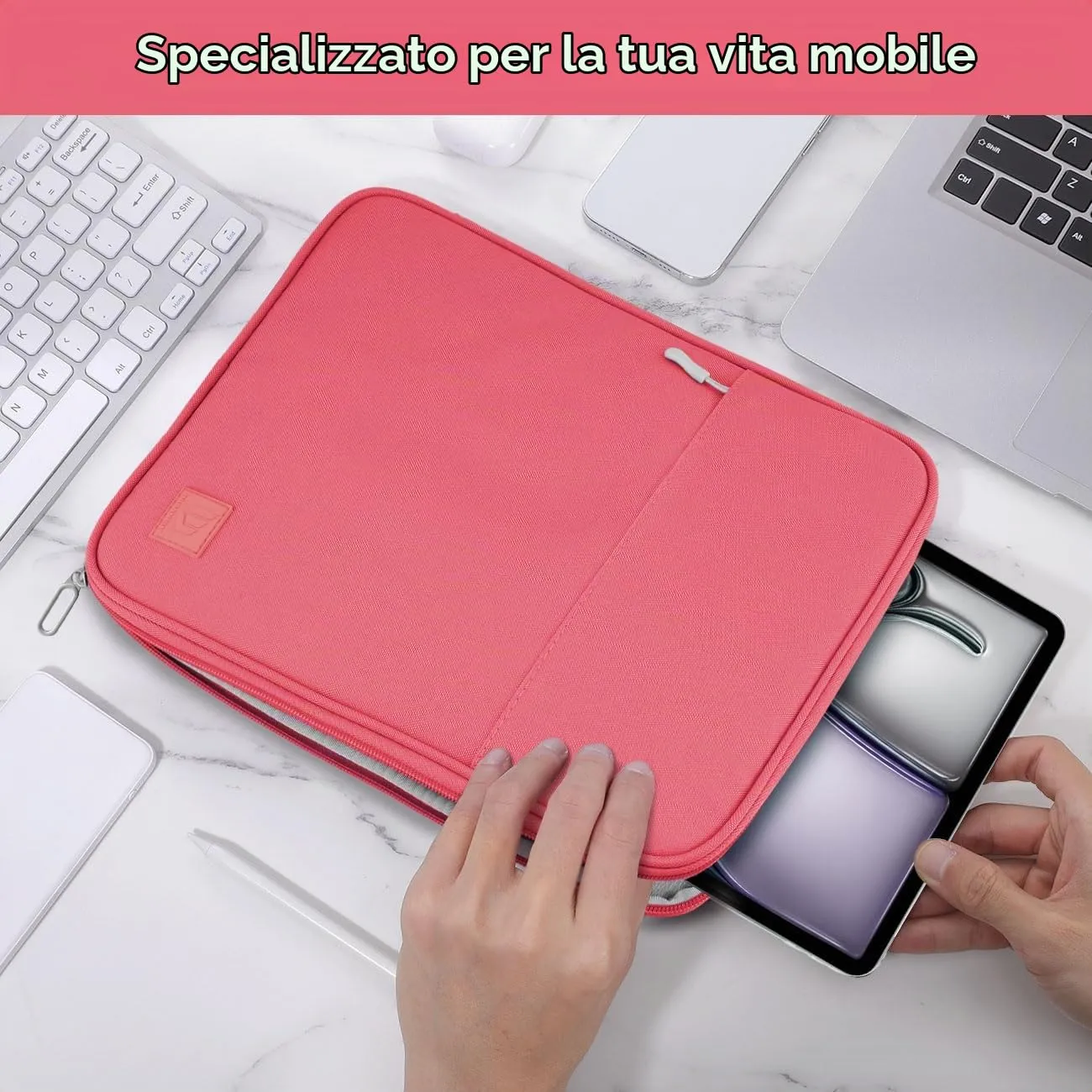 Dadanism Custodia Borsa Portatile per Tablet 13 Pollici, Rosso - immagine 6