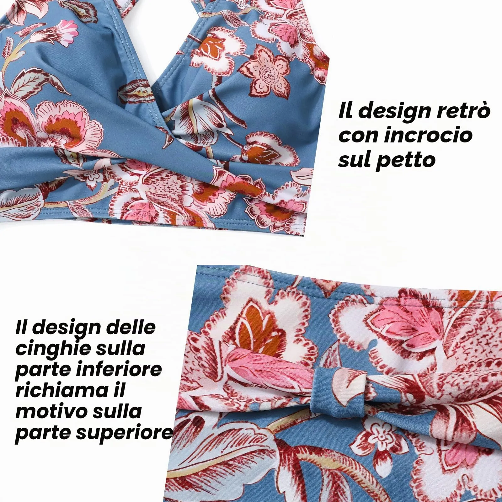 Adigaber Costume da Bagno Bikini Due Pezzi Donna Vita Alta Stampato - immagine 4