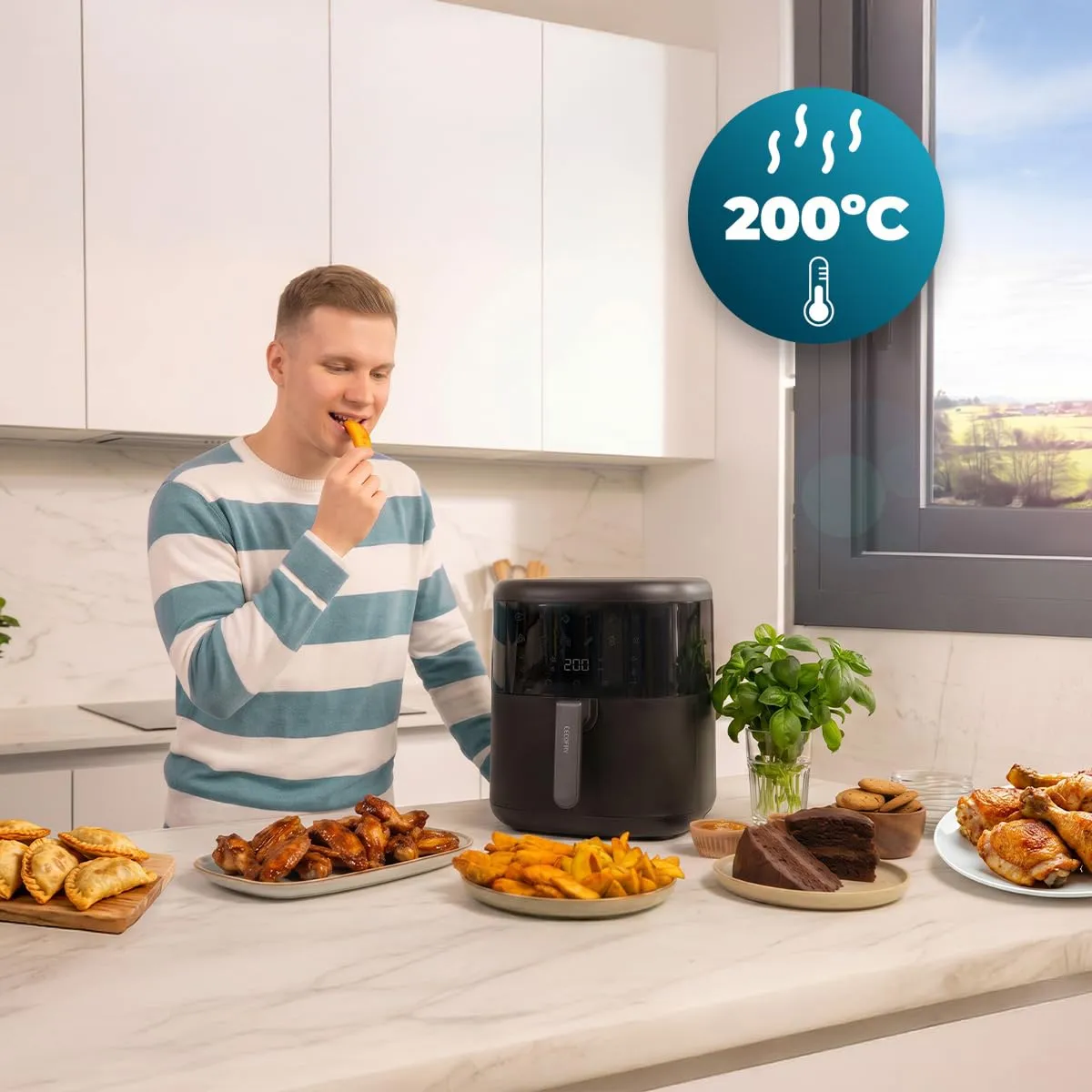 Cecotec Cecofry Bombastik 6000 Full Hot Friggitrice ad Aria 6L, 1700W, 12 Modalità, Tecnologia PerfectCook, Controllo Touch con Accessori - immagine 7