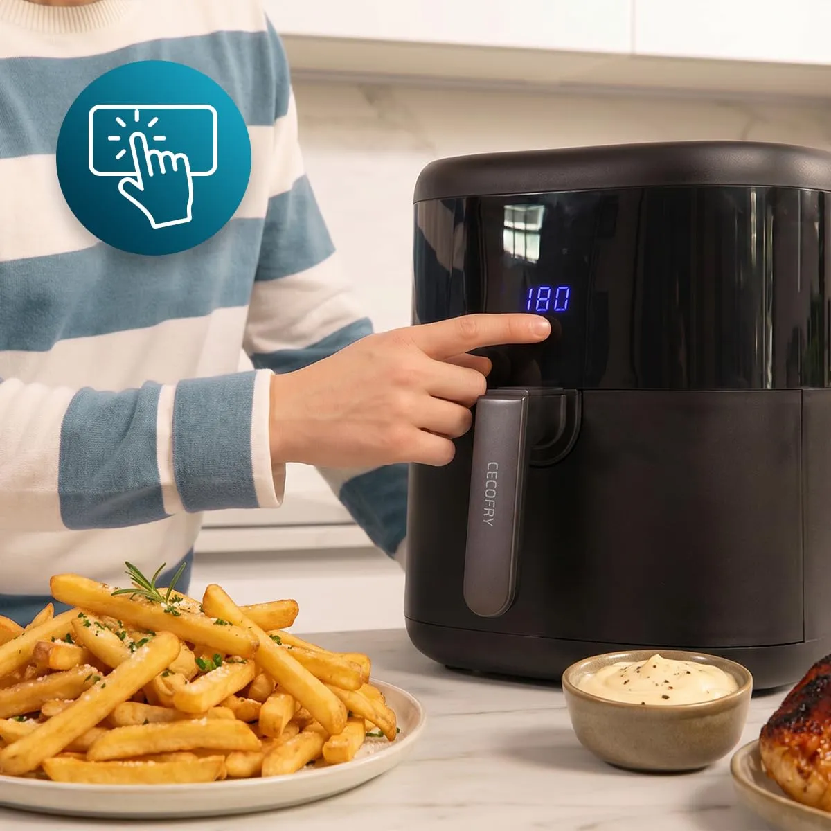 Cecotec Cecofry Bombastik 6000 Full Hot Friggitrice ad Aria 6L, 1700W, 12 Modalità, Tecnologia PerfectCook, Controllo Touch con Accessori - immagine 8