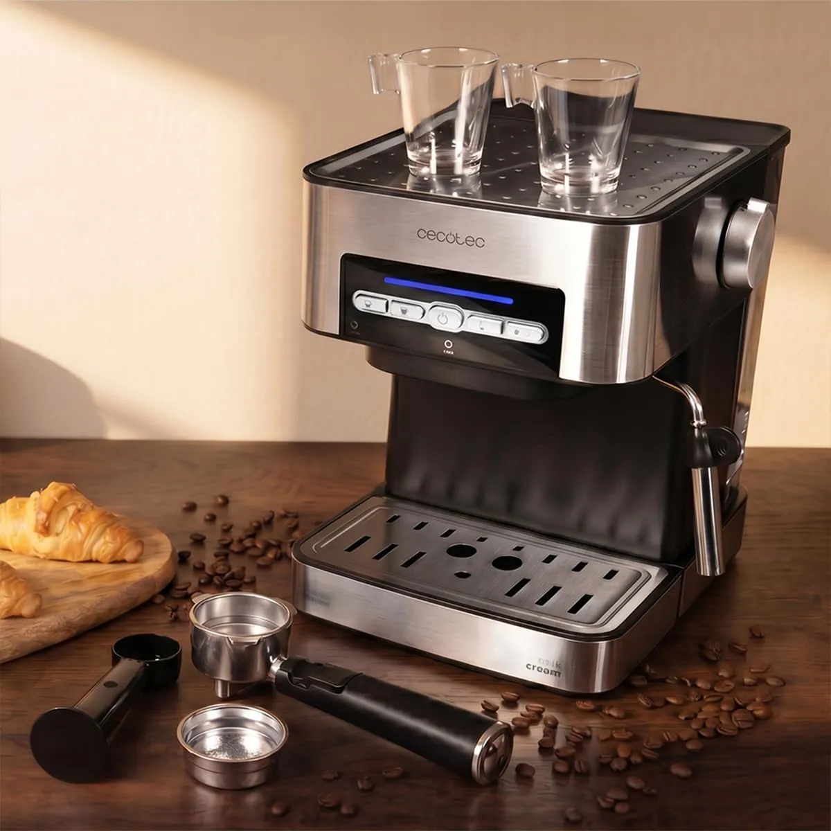 Cecotec Power Espresso 20 Matic Elite Macchina da Caffè Espresso, 850 W, 20 bar, Serbatoio 1,5 L, Montalatte Orientabile, Controllo Digitale, Acciaio - immagine 8