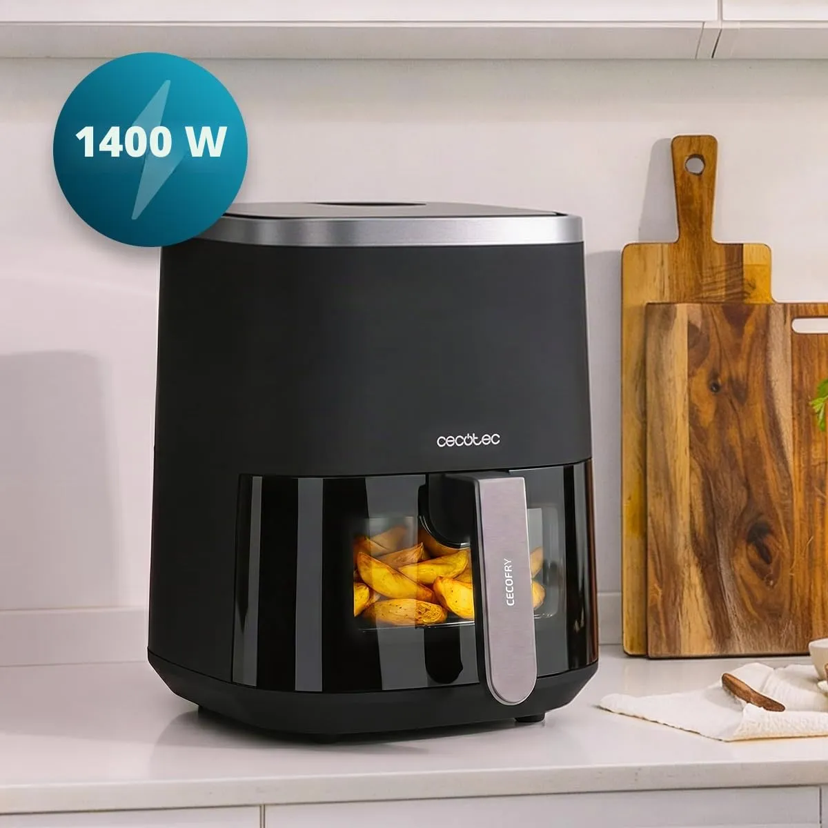 Cecotec Cecofry Fantastik Window 4000 Friggitrice ad Aria 4L, 1400W, 9 Modalità, Controllo Touch, Tecnologia PerfectCook - immagine 4