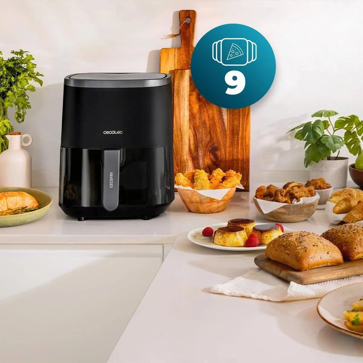Cecotec Cecofry Fantastik Window 4000 Friggitrice ad Aria 4L, 1400W, 9 Modalità, Controllo Touch, Tecnologia PerfectCook - immagine 6