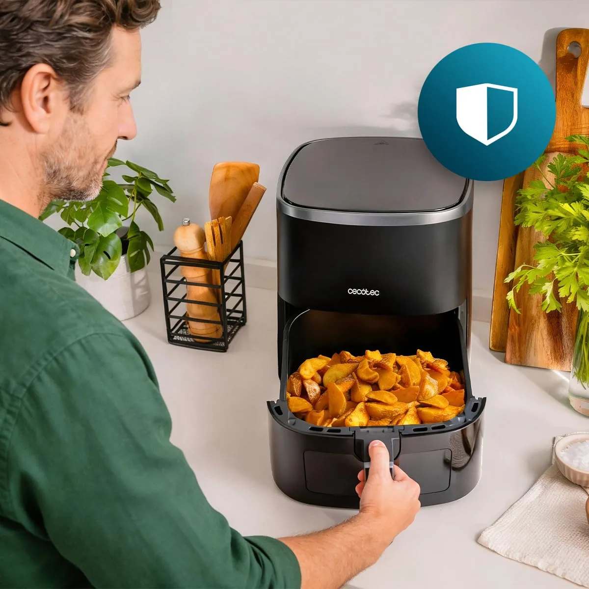 Cecotec Cecofry Fantastik Window 4000 Friggitrice ad Aria 4L, 1400W, 9 Modalità, Controllo Touch, Tecnologia PerfectCook - immagine 8