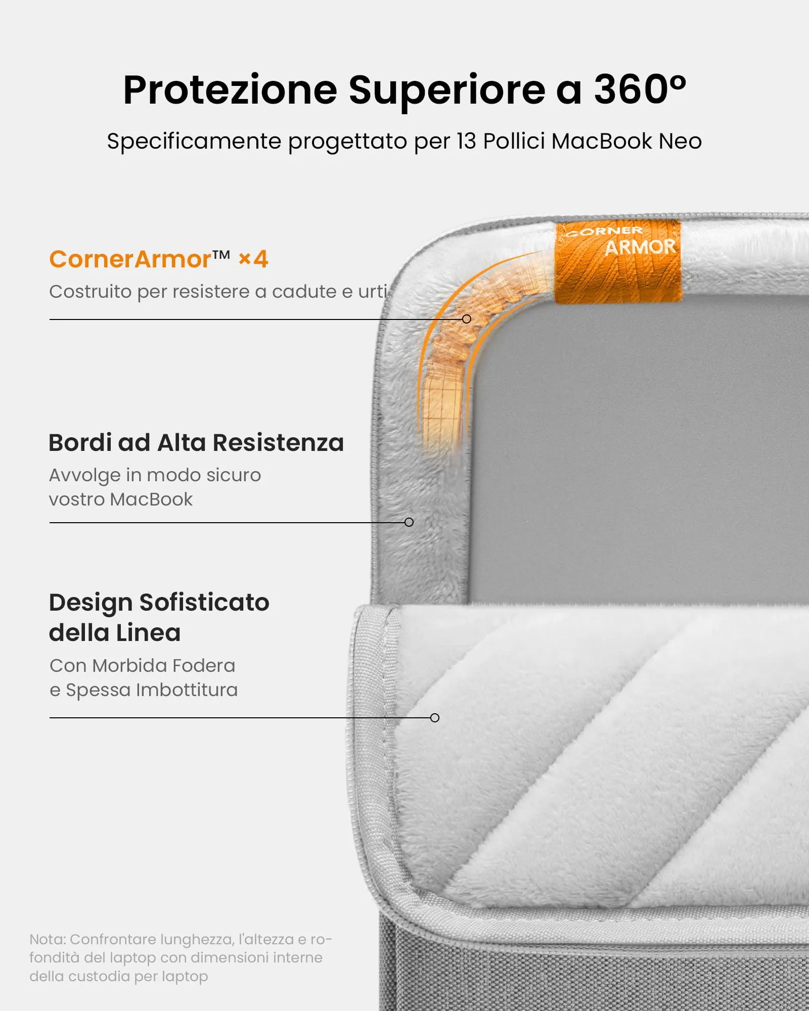 tomtoc Custodia 360° per MacBook Neo 13 Pollici A18 Pro A3404 - immagine 4