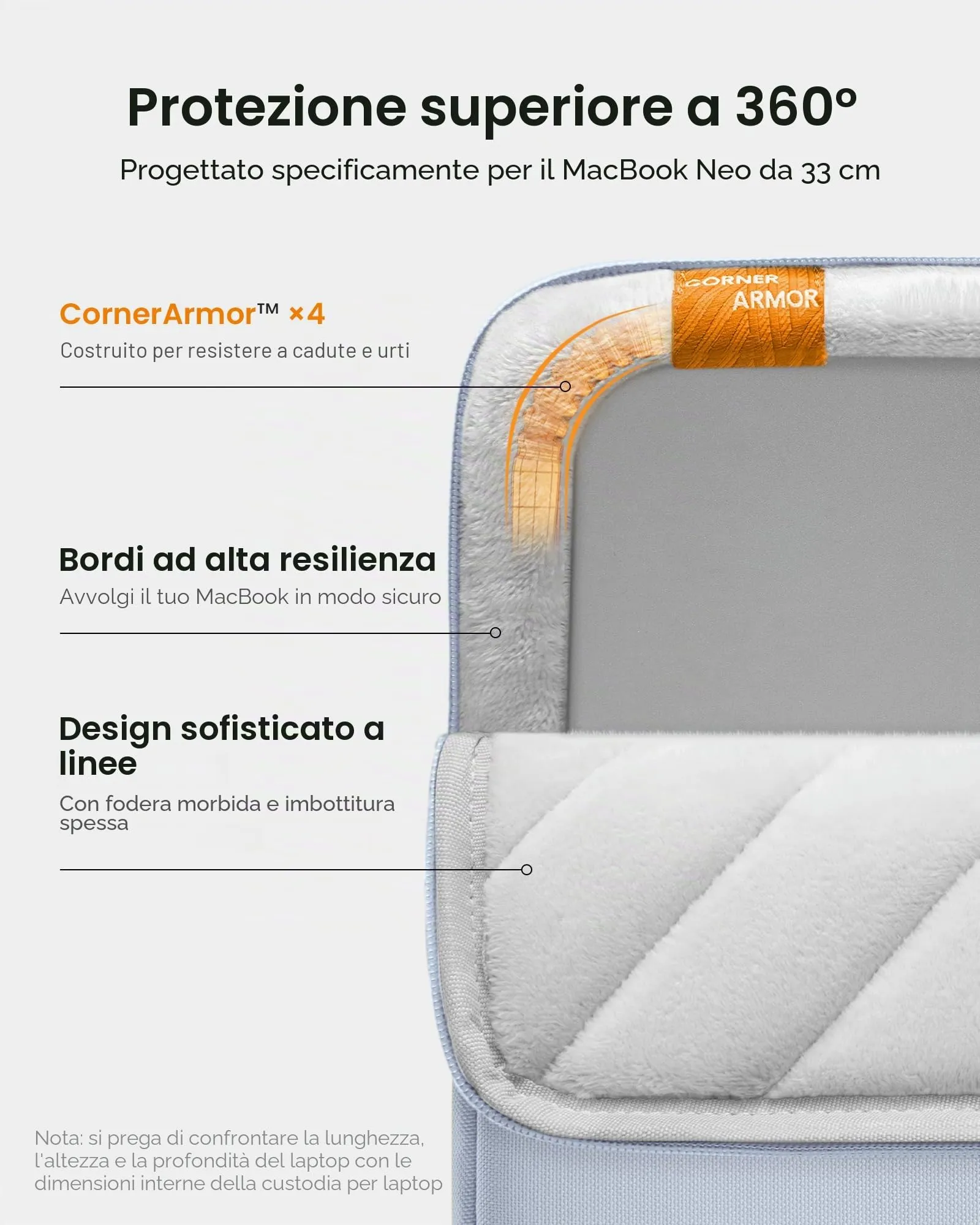 tomtoc Custodia 360° per MacBook Neo 13 Pollici A18 Pro A3404 - immagine 4