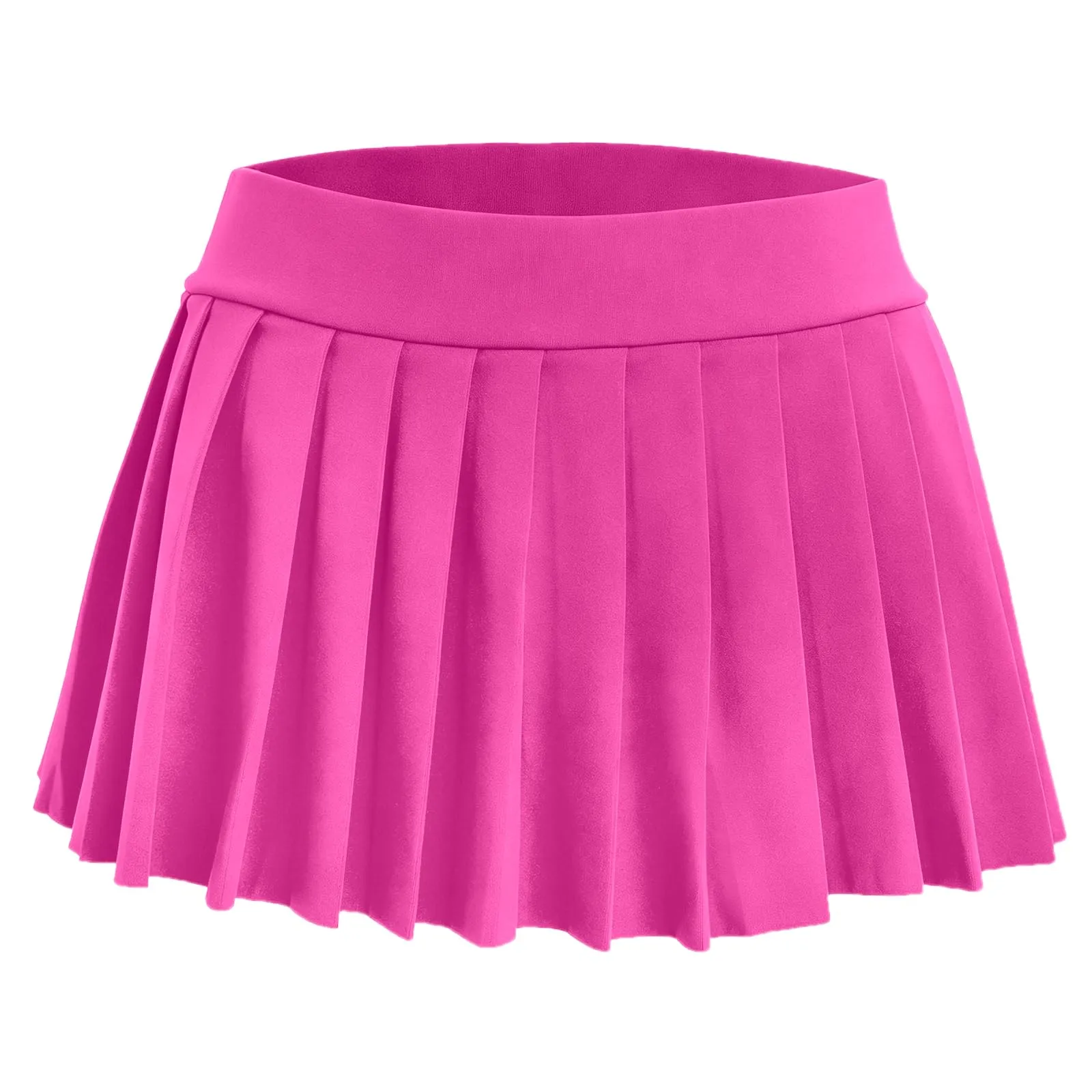 Eisnnu Minigonna a Pieghe da Donna, Elasticizzata, Tinta Unita, Rosso Rosa, L - immagine 7