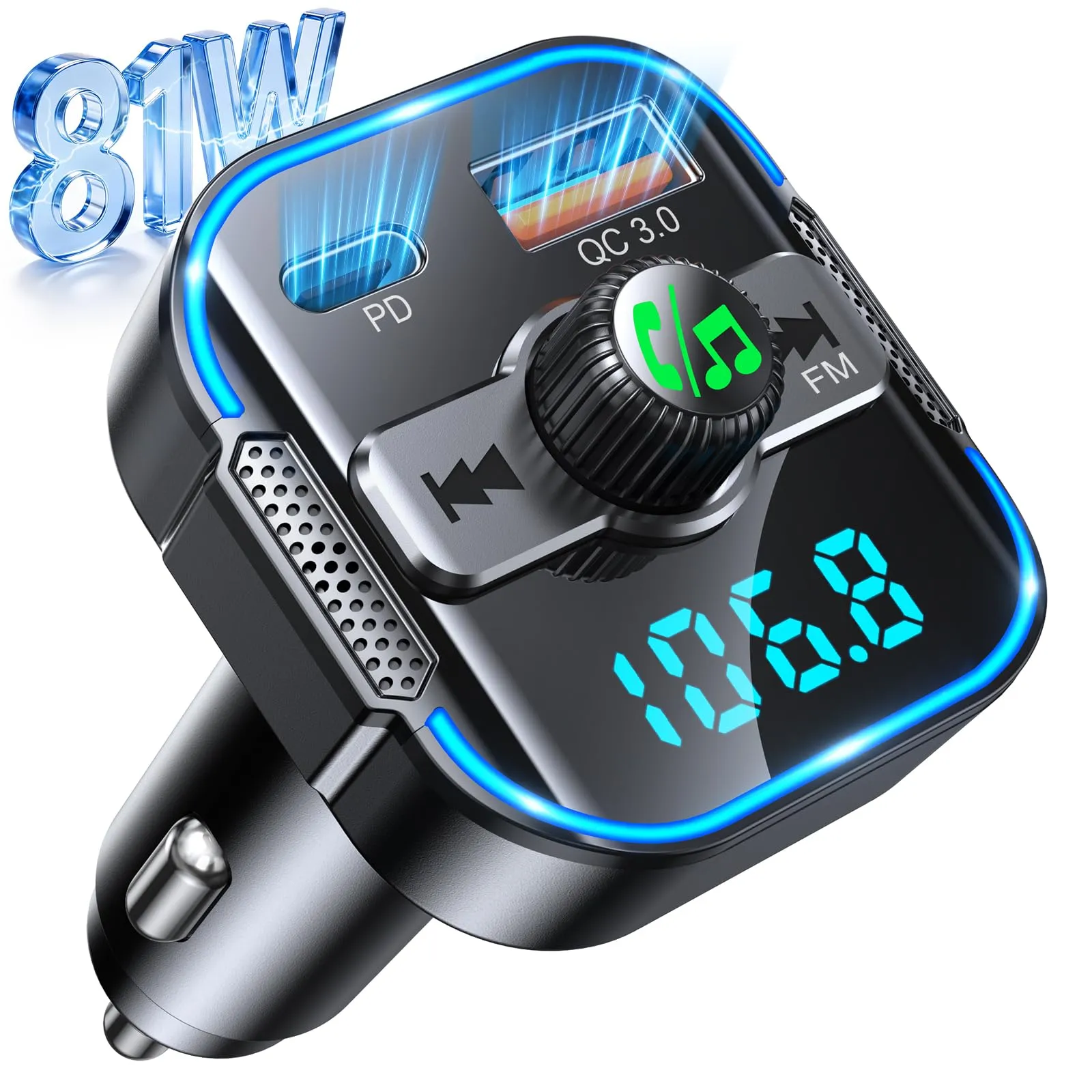 Glangeh Trasmettitore FM Bluetooth Auto BC47S Ricarica Rapida PD 45W + QC3.0 36W - immagine 1