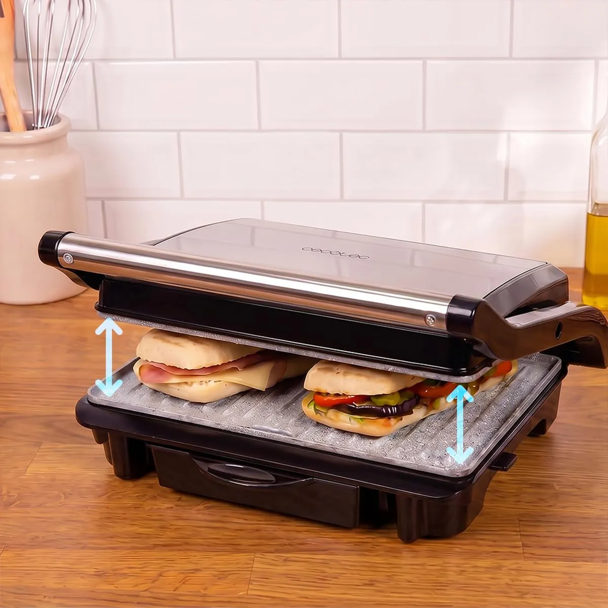Cecotec Rock'Ngrill 1500 Rapid Sear Bistecchiera Elettrica, 1500W, Rivestimento RockStone, Piastra e Tostiera con Vaschetta Raccogligrasso - immagine 7