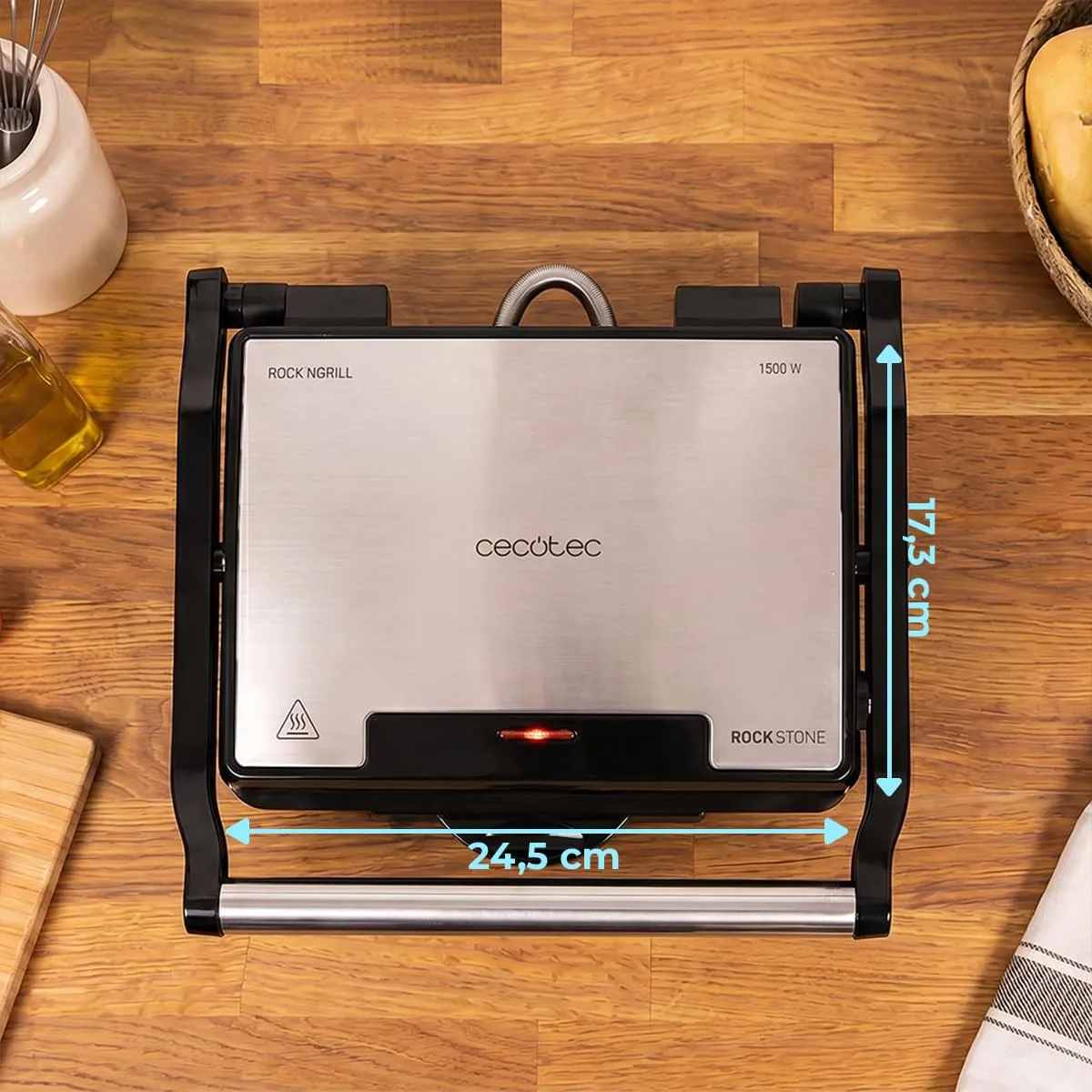 Cecotec Rock'Ngrill 1500 Rapid Sear Bistecchiera Elettrica, 1500W, Rivestimento RockStone, Piastra e Tostiera con Vaschetta Raccogligrasso - immagine 8