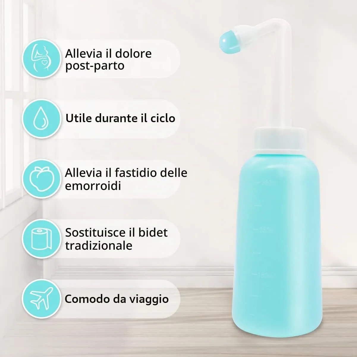 Showvigor Bottiglia Perineale per Recupero Post Parto, 350 ml, Blu - immagine 3