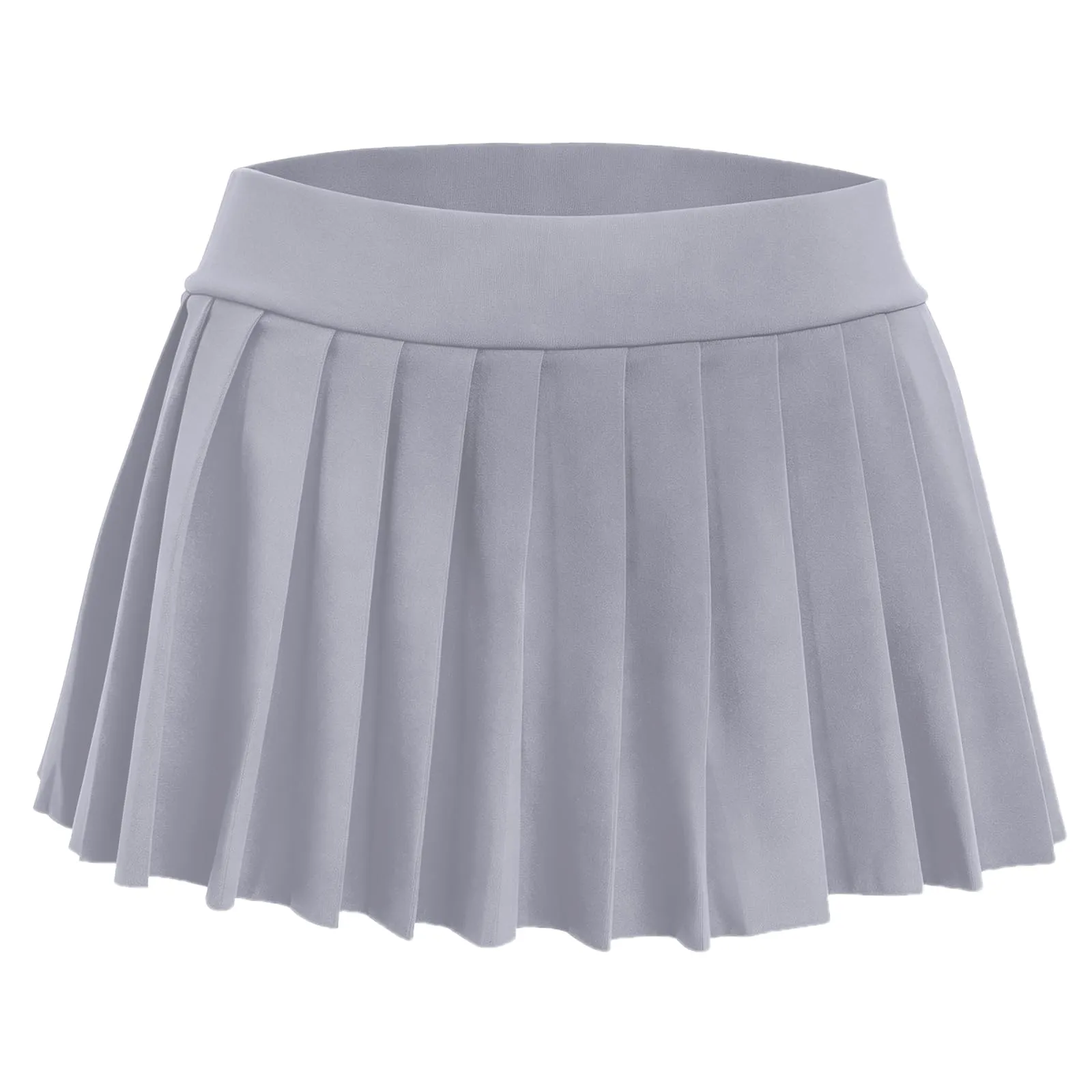 Eisnnu Minigonna a Pieghe da Donna, Elasticizzata, Tinta Unita, Grigio, L - immagine 7