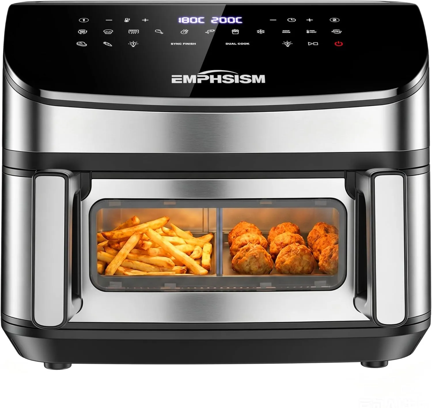 Emphsism Friggitrice ad Aria 12 Litri XXL, 2600W, Doppio Cestello, 13-in-1 con Schermo Touch e Finestra con Luce Interna - immagine 1