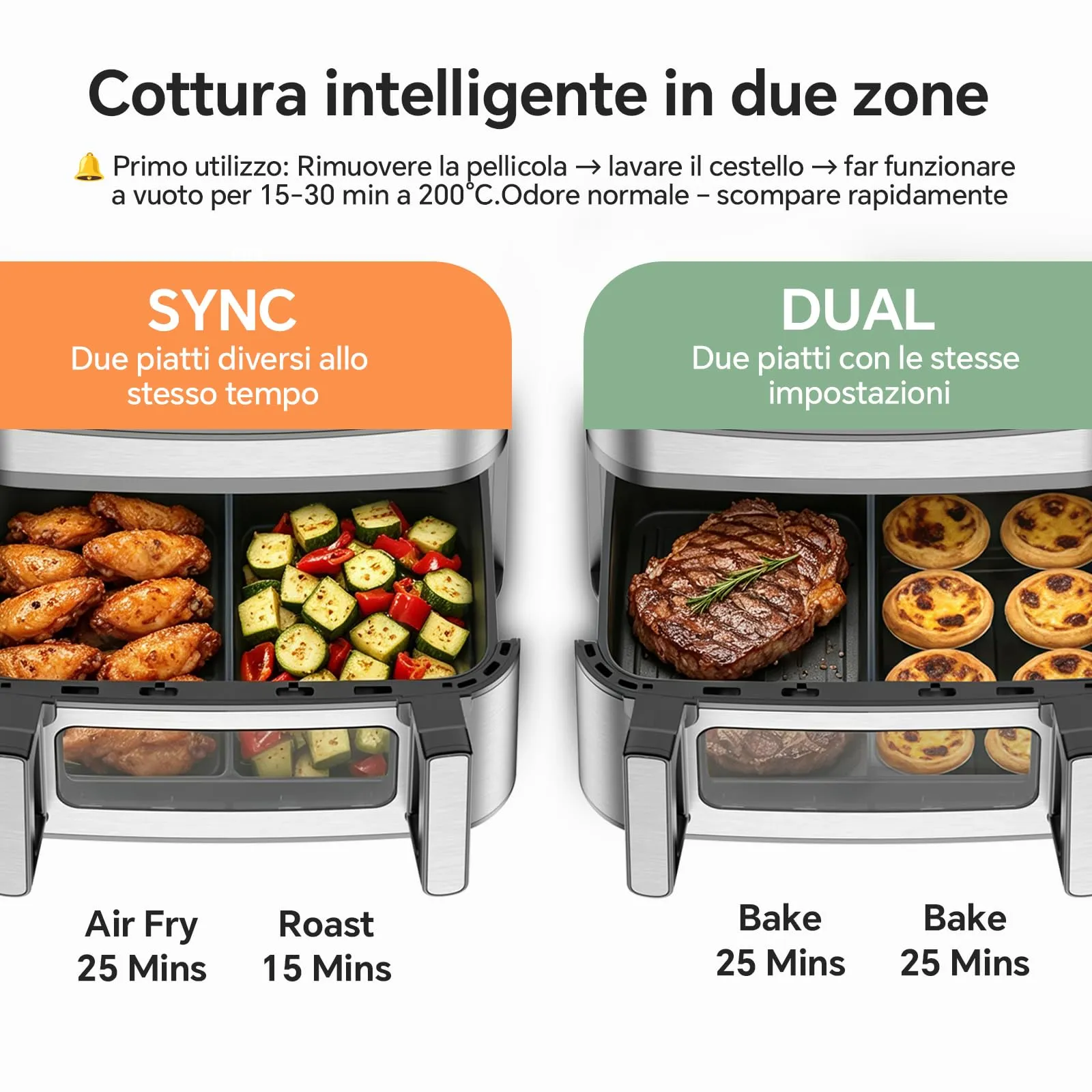 Emphsism Friggitrice ad Aria 12 Litri XXL, 2600W, Doppio Cestello, 13-in-1 con Schermo Touch e Finestra con Luce Interna - immagine 9