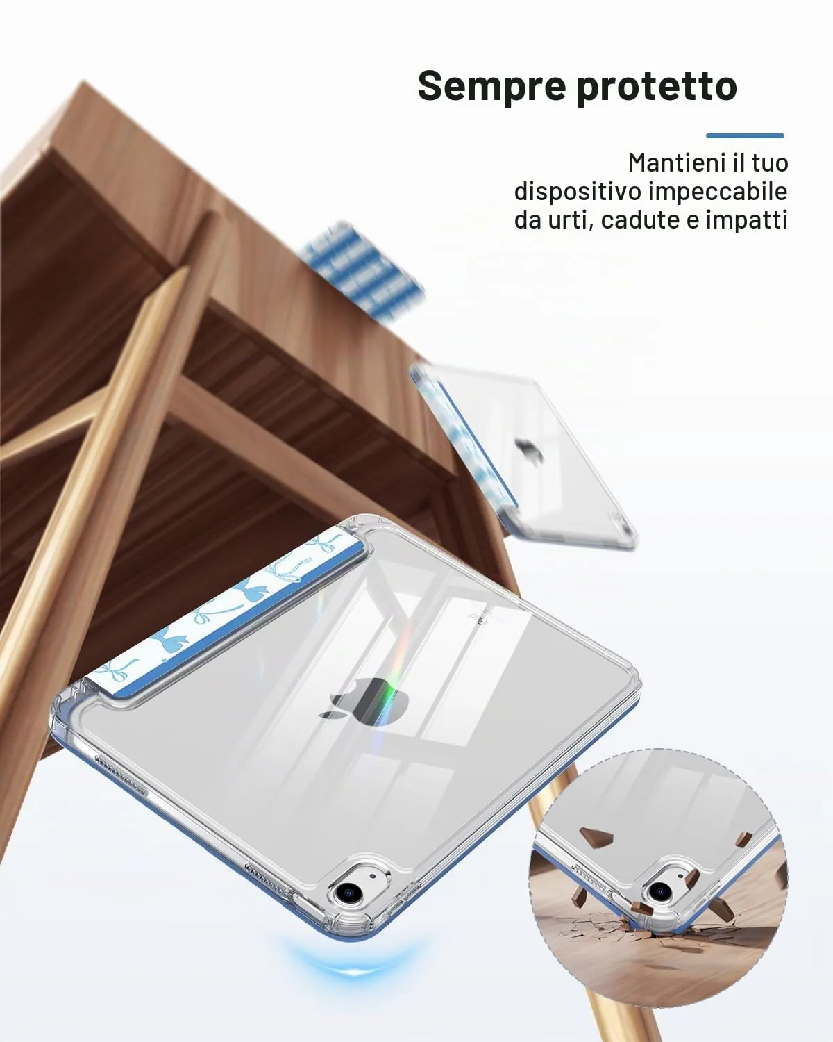 MoKo Cover for iPad 11th Gen 11" (2025) and 10th Gen 10.9" (2022), Fiocco Blu - immagine 4