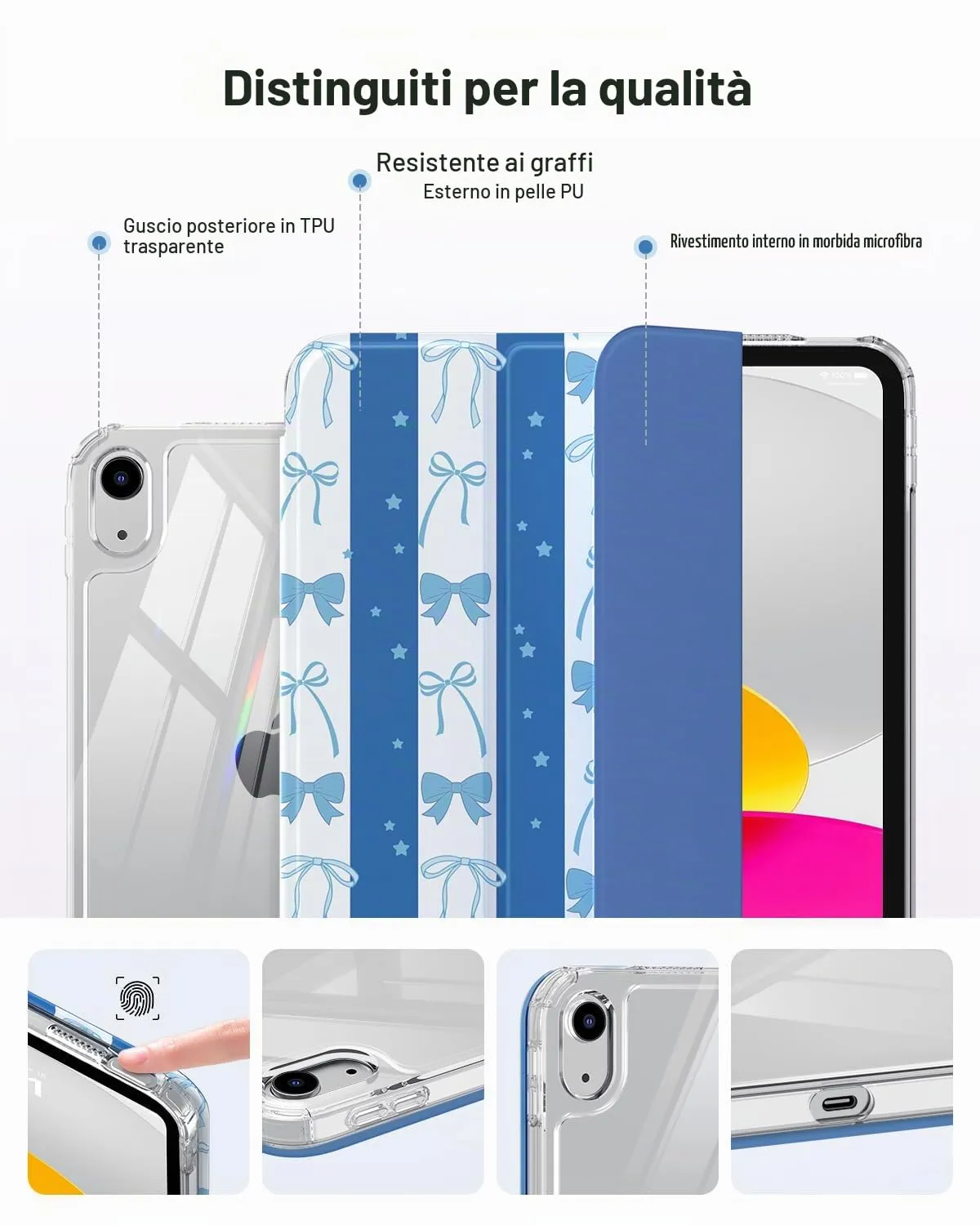 MoKo Cover for iPad 11th Gen 11" (2025) and 10th Gen 10.9" (2022), Fiocco Blu - immagine 6