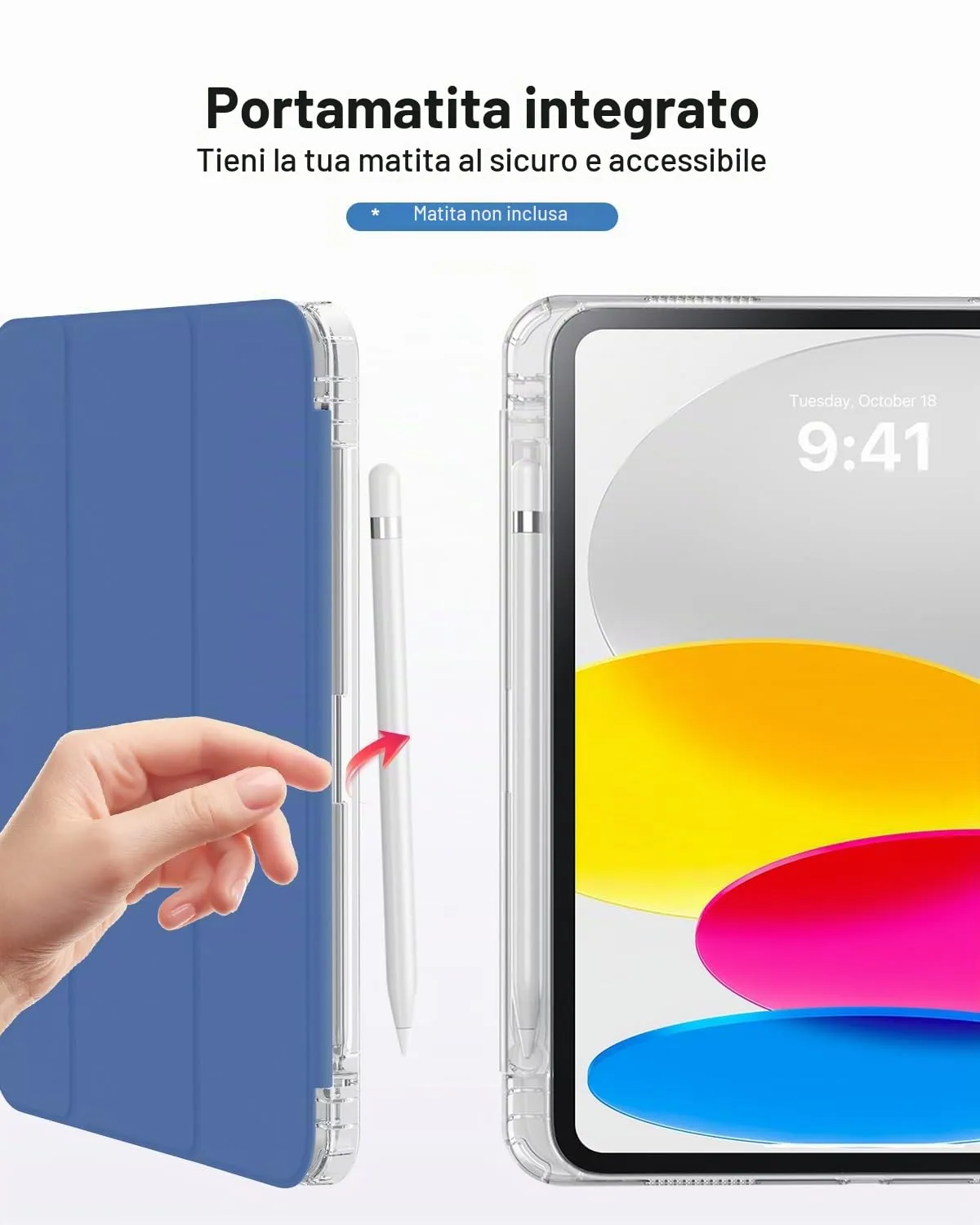 MoKo Cover for iPad 11th Gen 11" (2025) and 10th Gen 10.9" (2022), Fiocco Blu - immagine 8