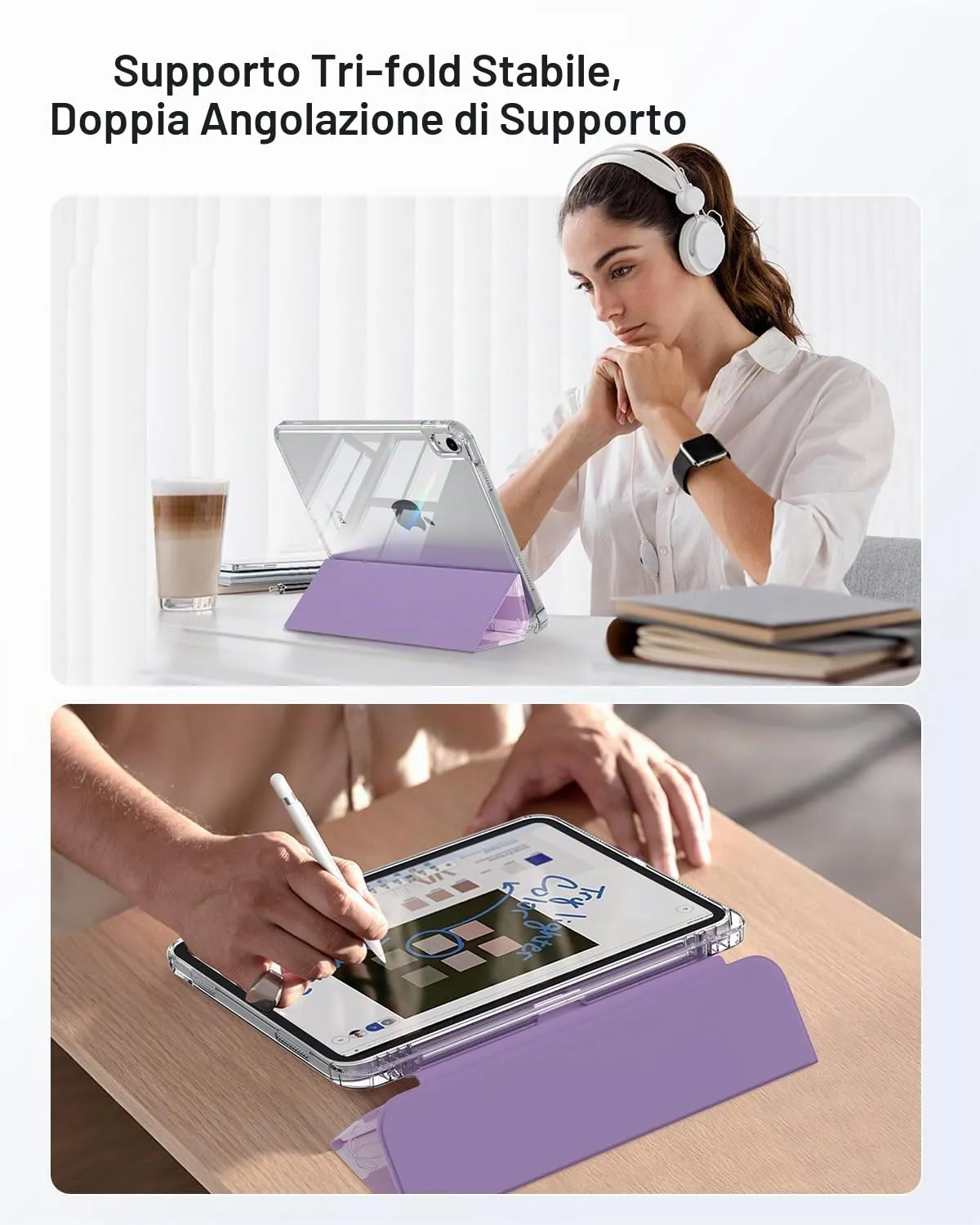 MoKo Cover per iPad 11 Gen 11" (2025) e iPad 10 Gen 10.9" (2022), Fiocco Viola - immagine 5