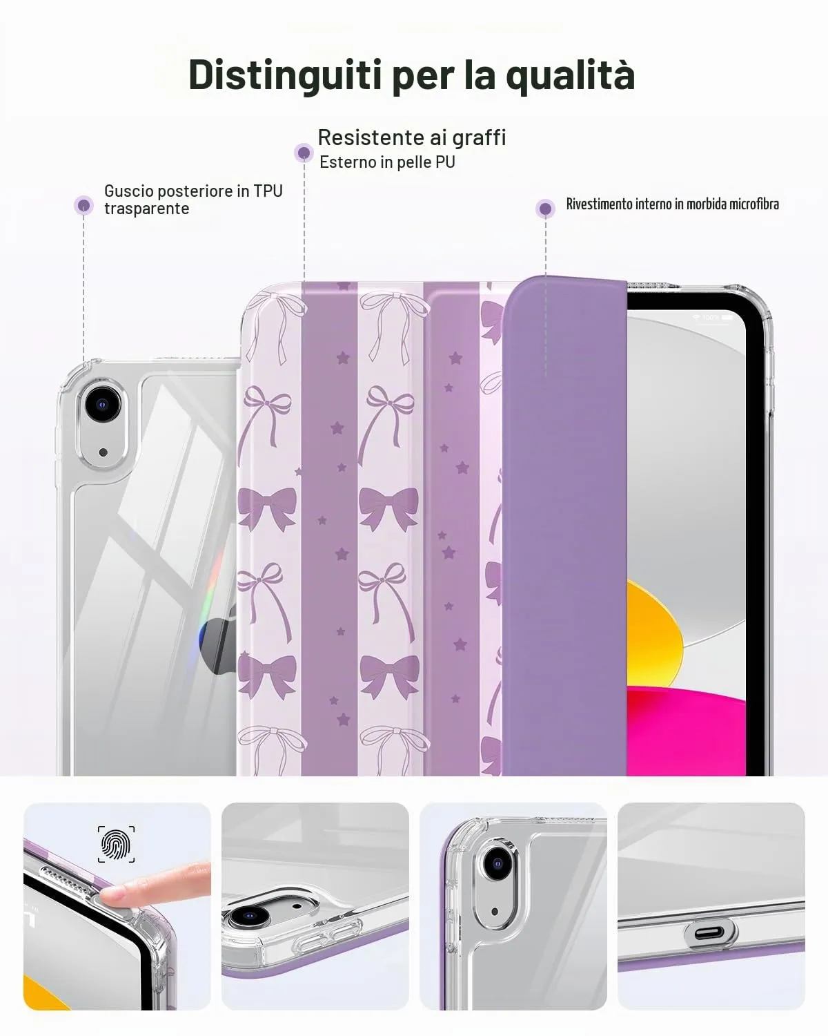 MoKo Cover per iPad 11 Gen 11" (2025) e iPad 10 Gen 10.9" (2022), Fiocco Viola - immagine 6