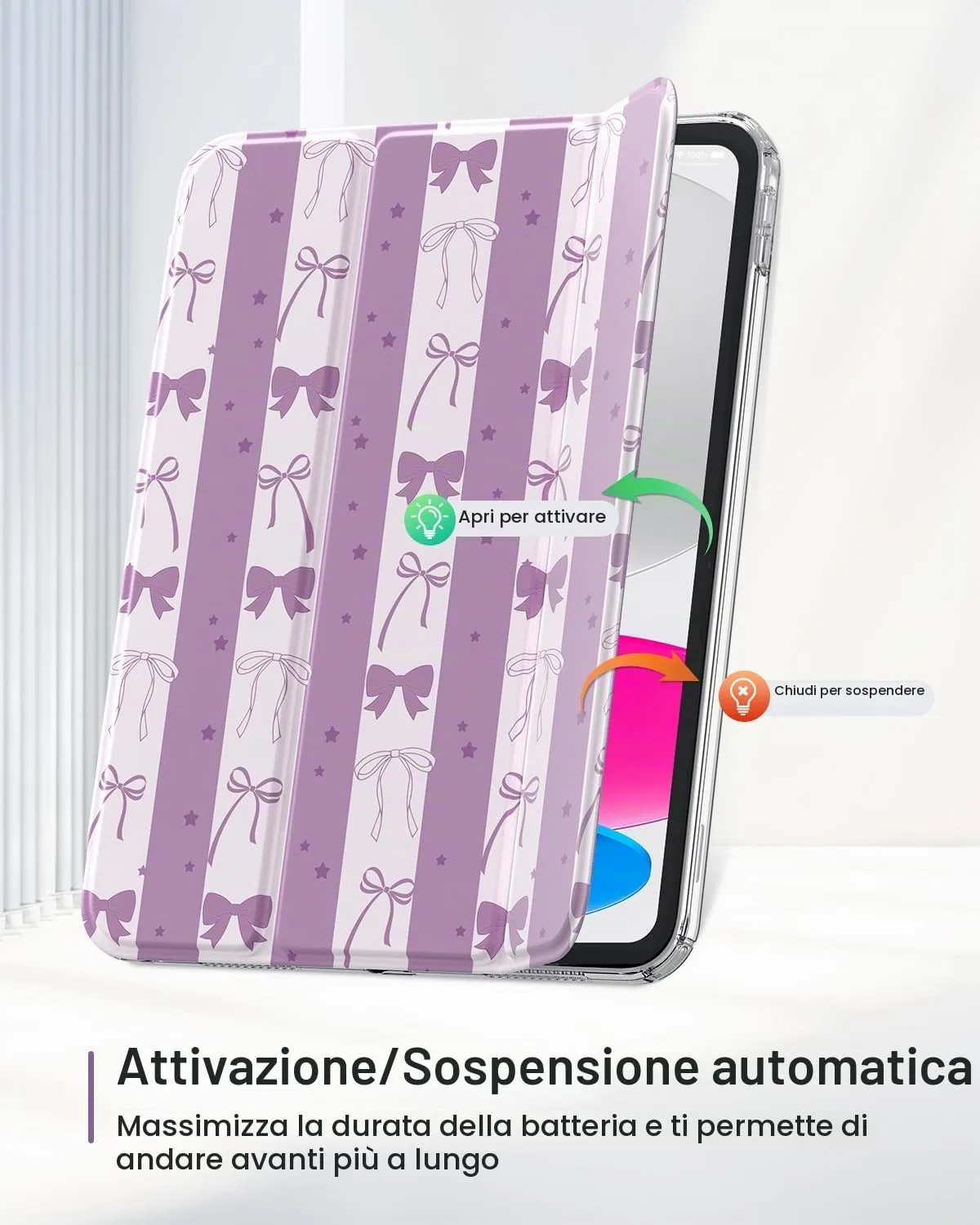 MoKo Cover per iPad 11 Gen 11" (2025) e iPad 10 Gen 10.9" (2022), Fiocco Viola - immagine 7