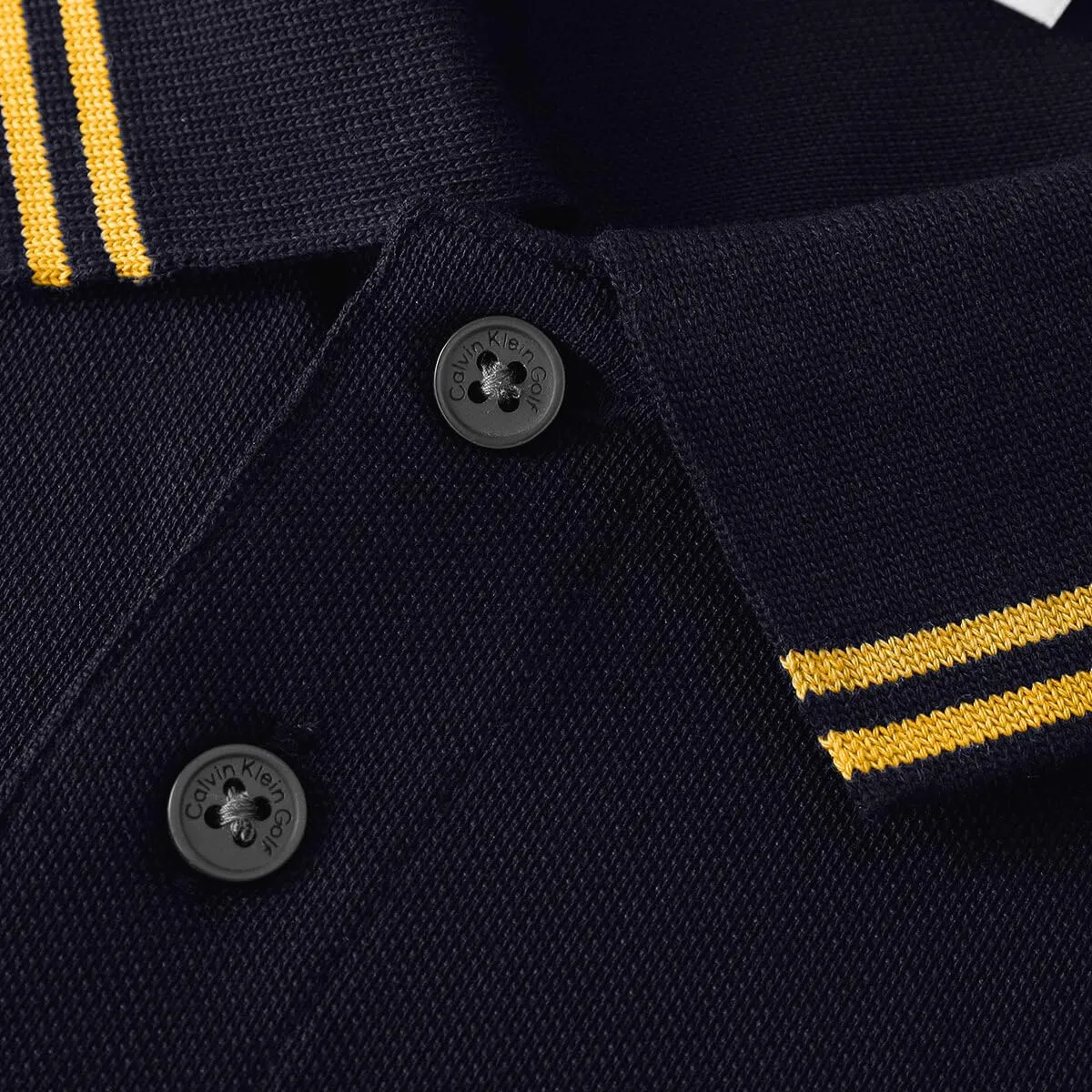 Calvin Klein Polo da Uomo con Profili a Contrasto - Blu Navy/Oro - L - immagine 5