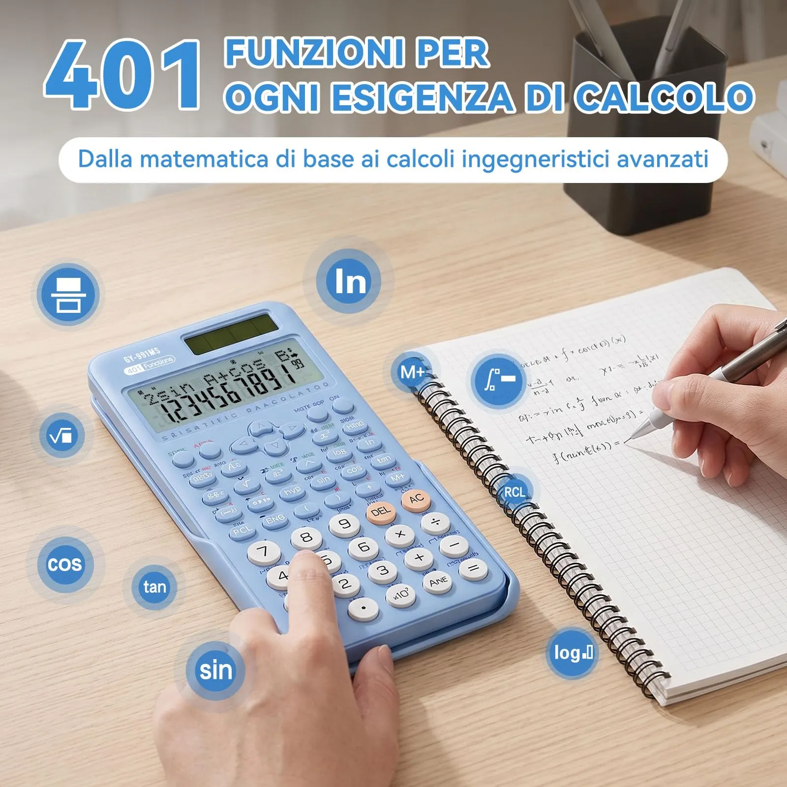 NEWYES AC0401 Calcolatrice Scientifica con 401 Funzioni e Display LCD a 2 Righe - immagine 2