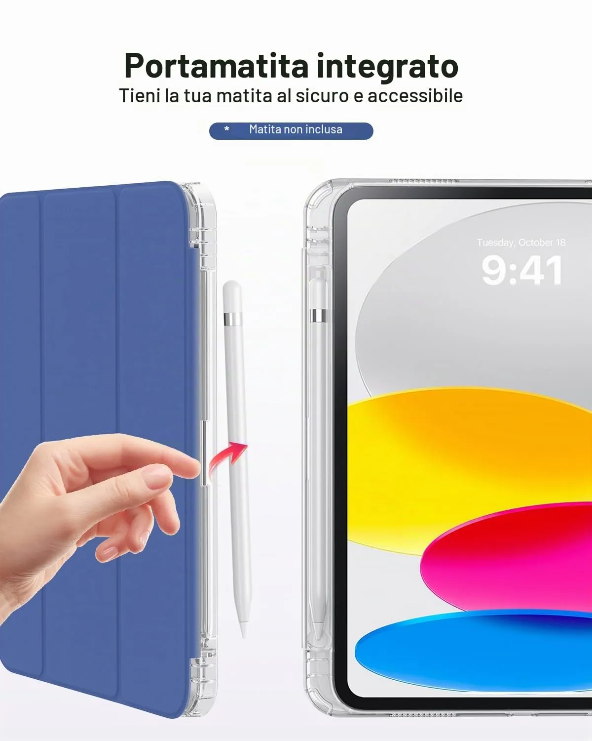 MoKo Cover for iPad 11th Gen 11" and 10th Gen 10.9", Blu Marina Scacchiera - immagine 8