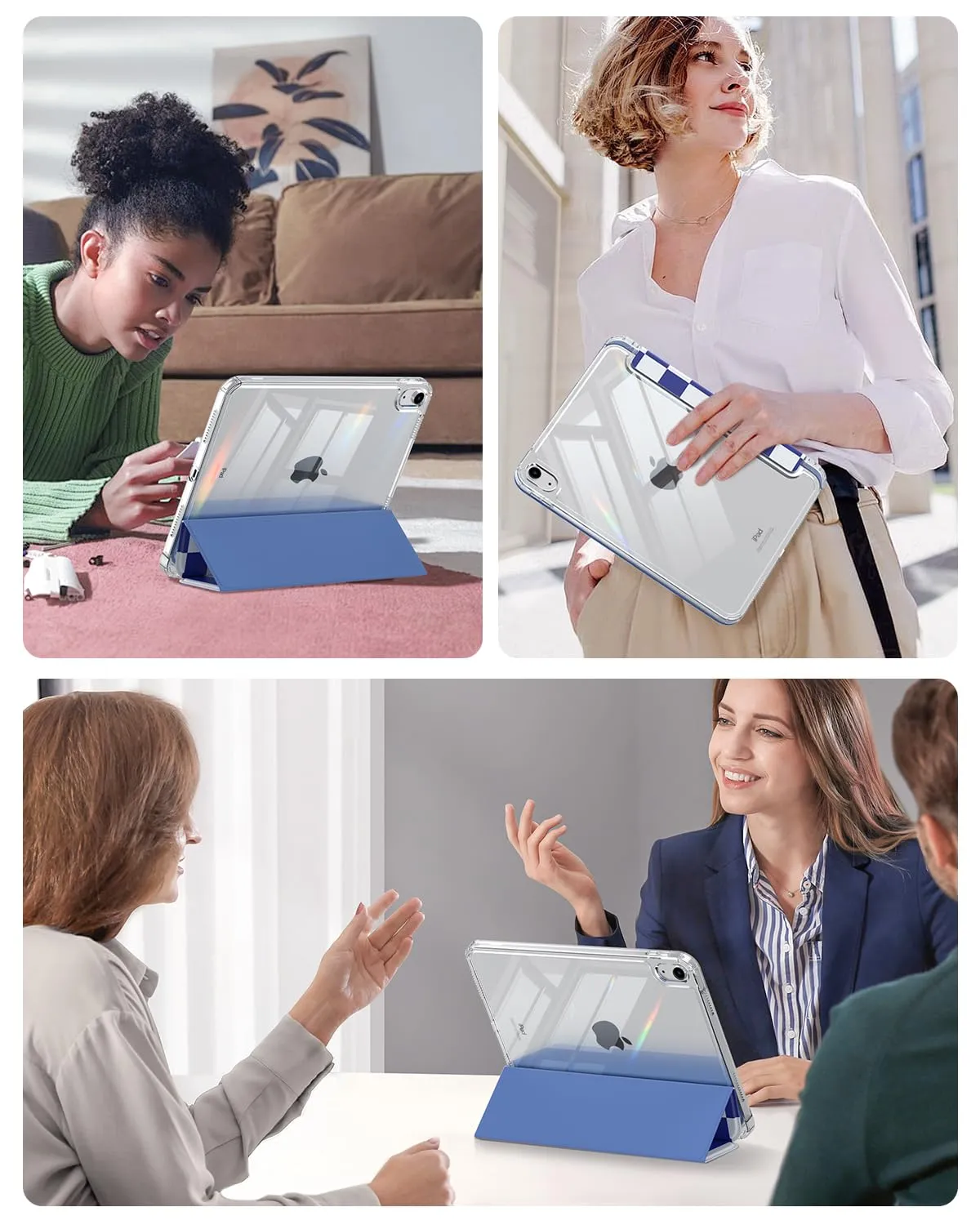 MoKo Cover for iPad 11th Gen 11" and 10th Gen 10.9", Blu Marina Scacchiera - immagine 9