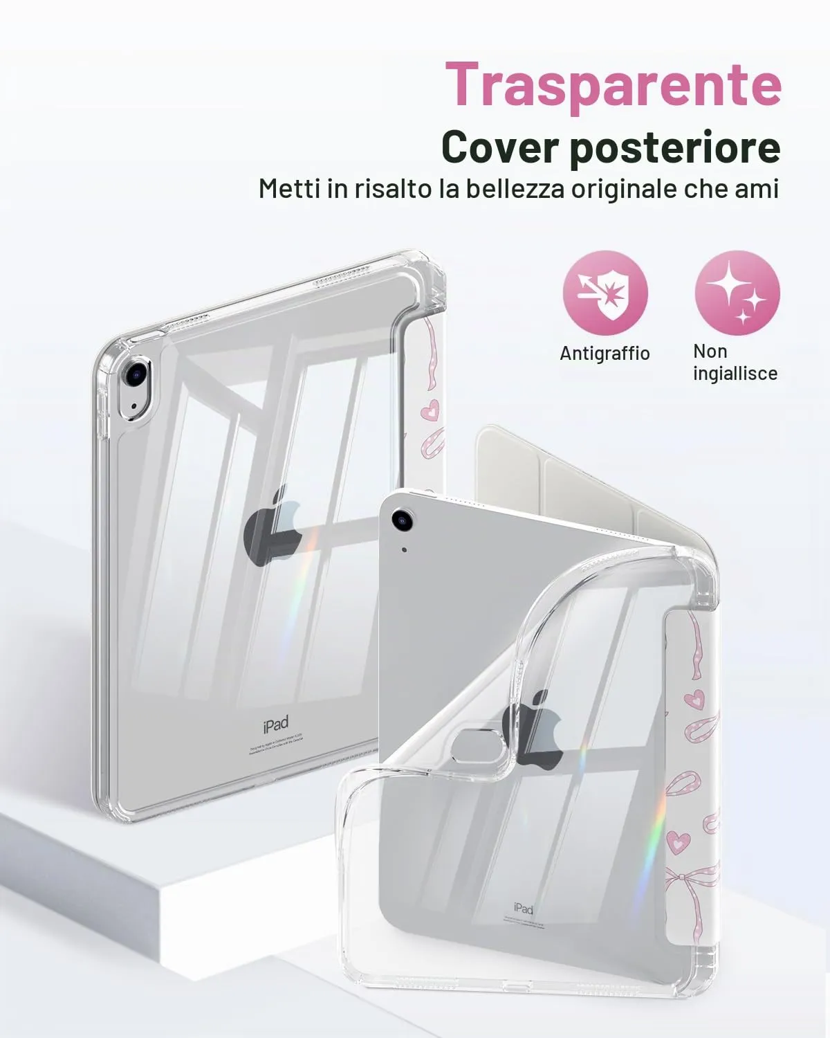 MoKo Cover for iPad 11th Gen 11" and 10th Gen 10.9", Fiocco Rosa Amore - immagine 3