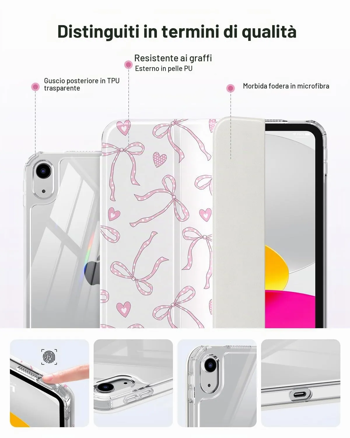 MoKo Cover for iPad 11th Gen 11" and 10th Gen 10.9", Fiocco Rosa Amore - immagine 6