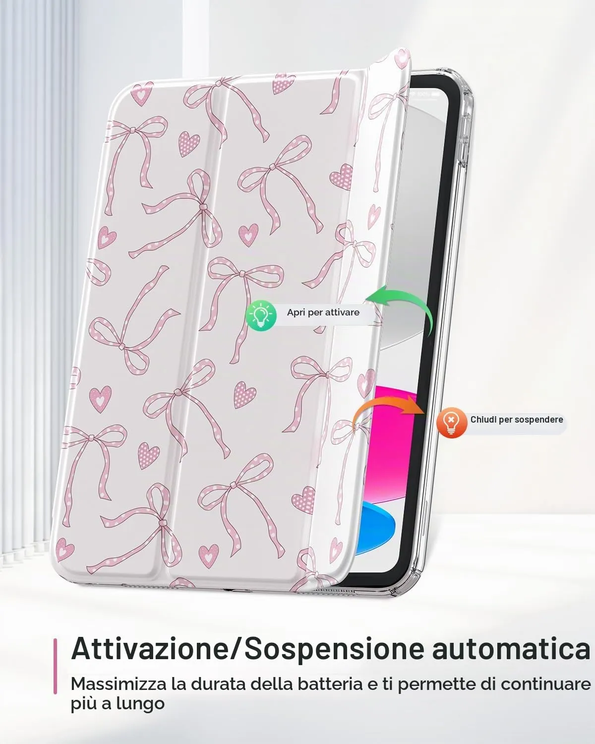MoKo Cover for iPad 11th Gen 11" and 10th Gen 10.9", Fiocco Rosa Amore - immagine 7