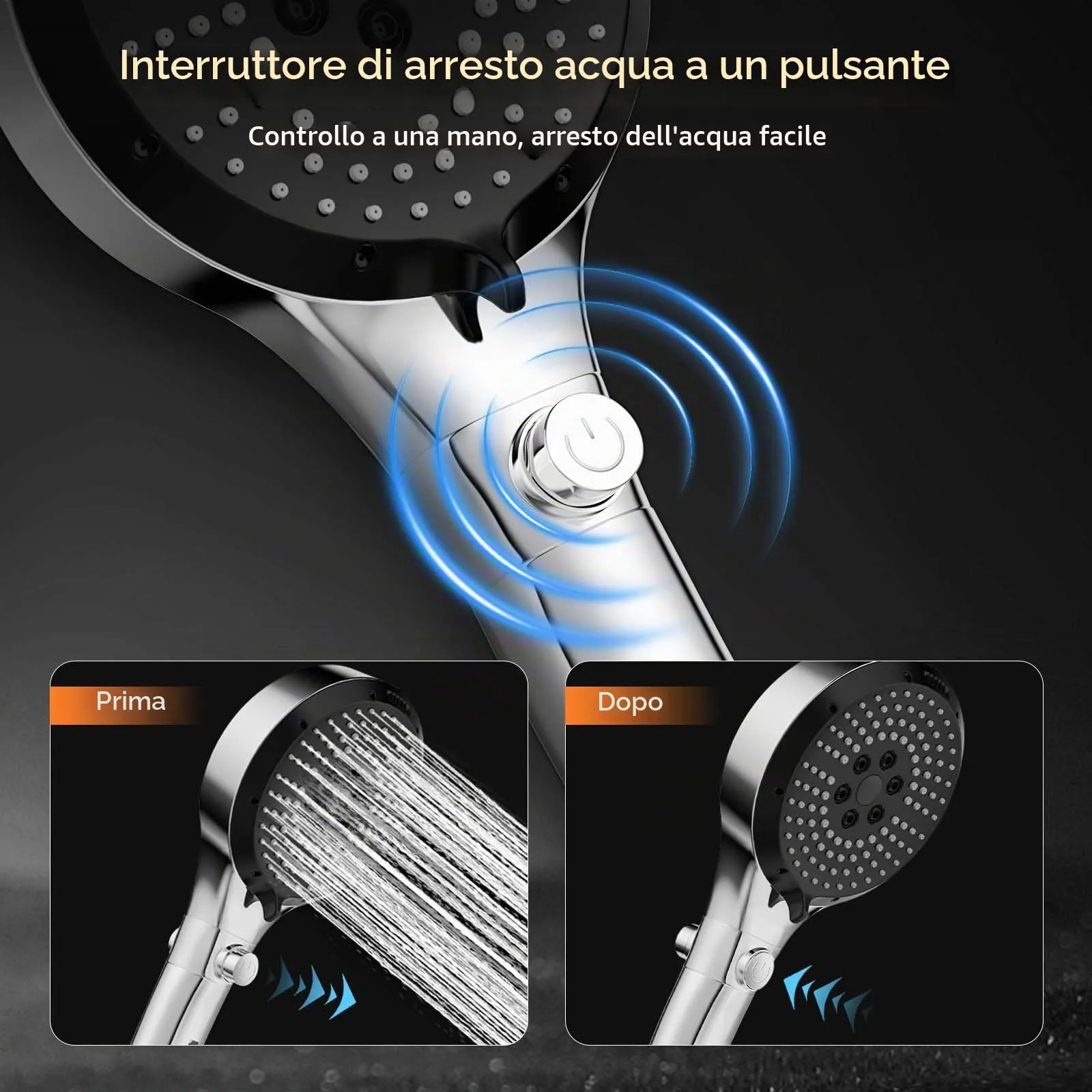 Vinabo Soffione Doccia con Tubo 1,5 m, 6 Getti Anticalcare - immagine 5