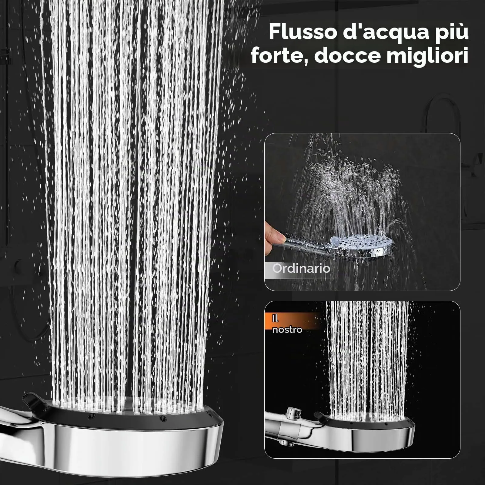 Vinabo Soffione Doccia con Tubo 1,5 m, 6 Getti Anticalcare - immagine 6