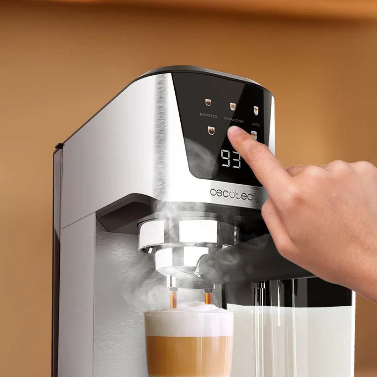Cecotec Power Espresso 20 Cream Macchina da Caffè Semiautomatica, 1350W, 20 Bar, Thermoblock, Serbatoio Latte 700ml, Serbatoio Acqua 1L, Sistema Force Aroma - immagine 5