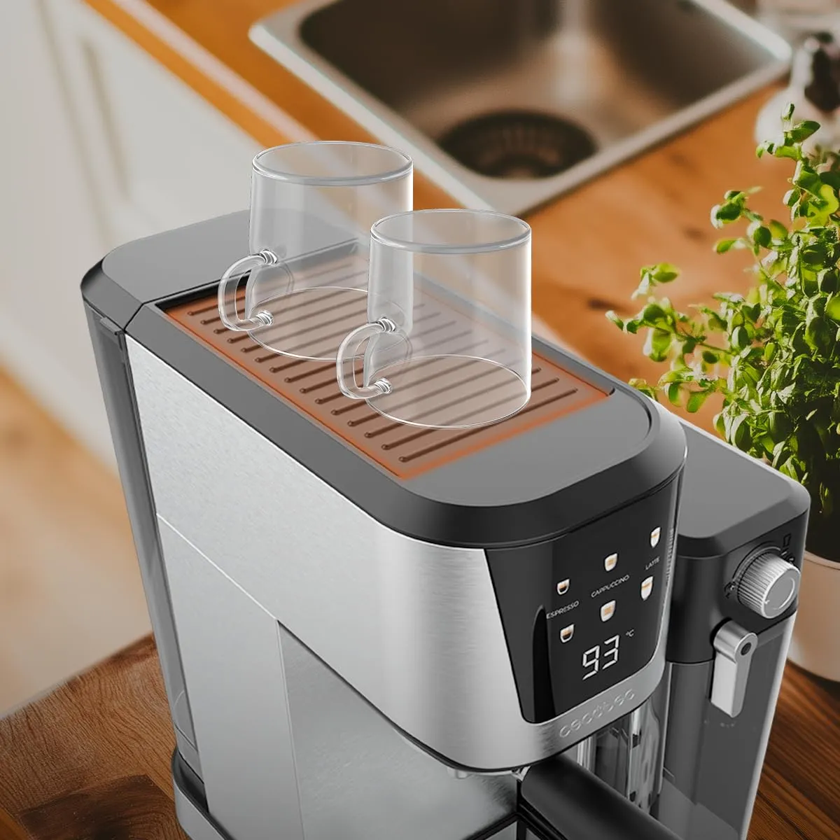 Cecotec Power Espresso 20 Cream Macchina da Caffè Semiautomatica, 1350W, 20 Bar, Thermoblock, Serbatoio Latte 700ml, Serbatoio Acqua 1L, Sistema Force Aroma - immagine 10