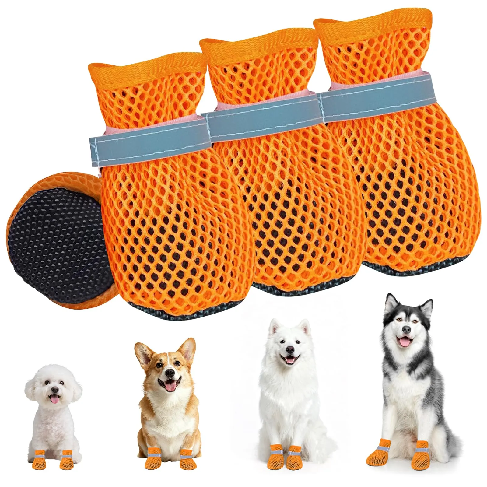 XIABYAYU Scarpe Estive Antiscivolo per Cani, Traspiranti, Arancione L - immagine 1