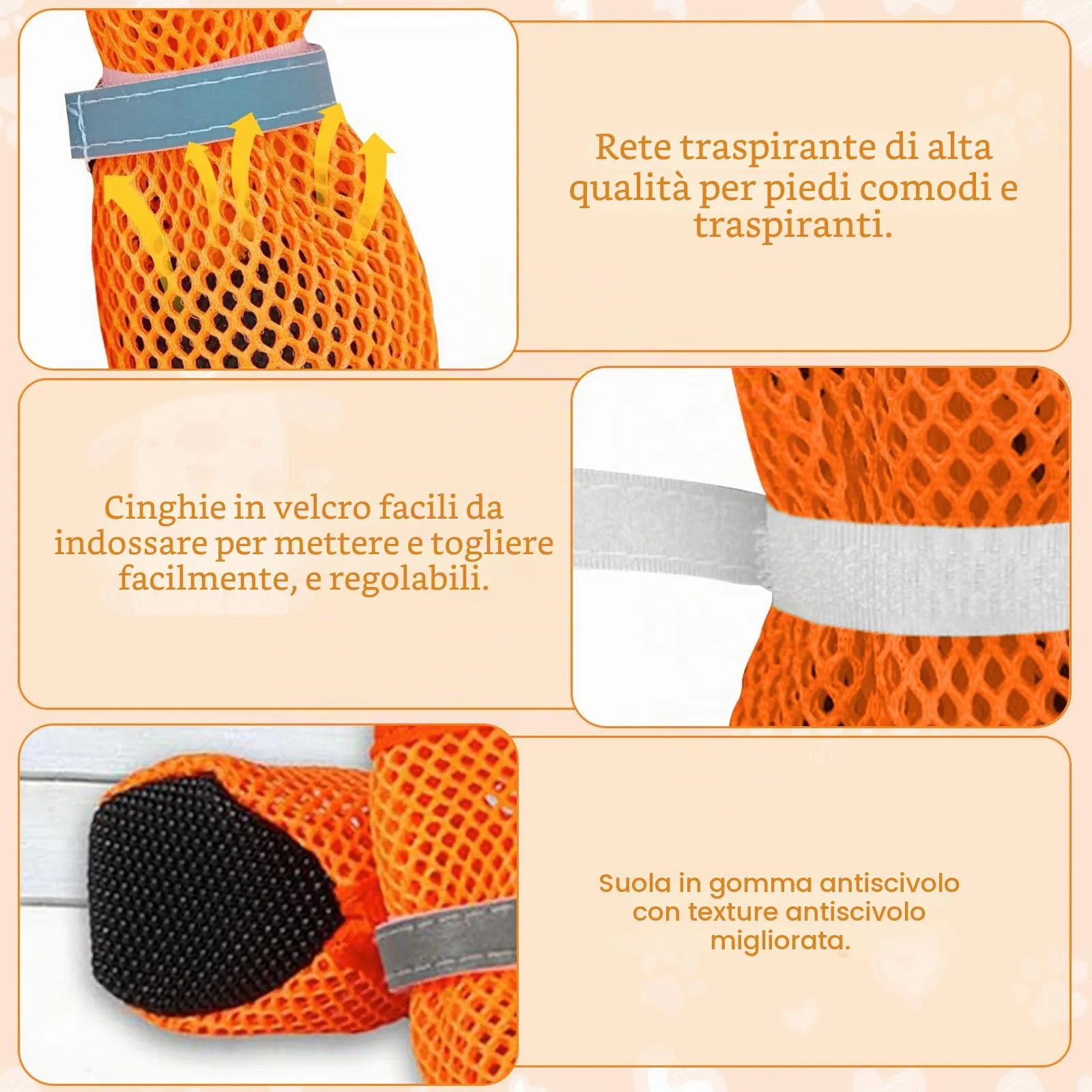 XIABYAYU Scarpe Estive Antiscivolo per Cani, Traspiranti, Arancione L - immagine 6