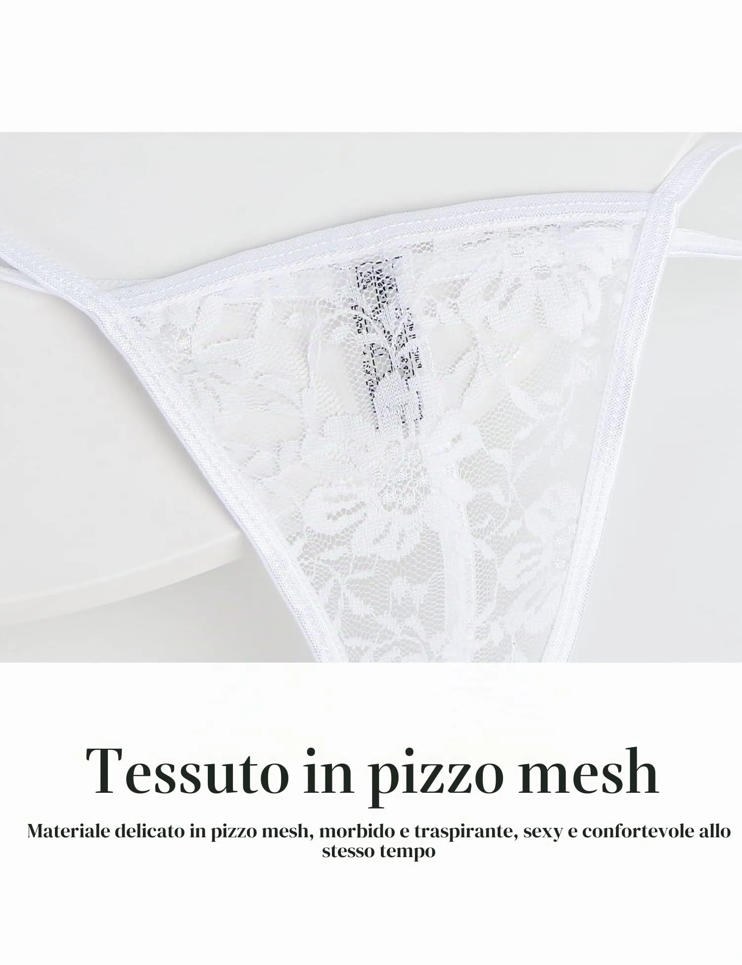 sunshinelady Perizoma in Pizzo Donna Taglie Forti Bianco XL - immagine 3