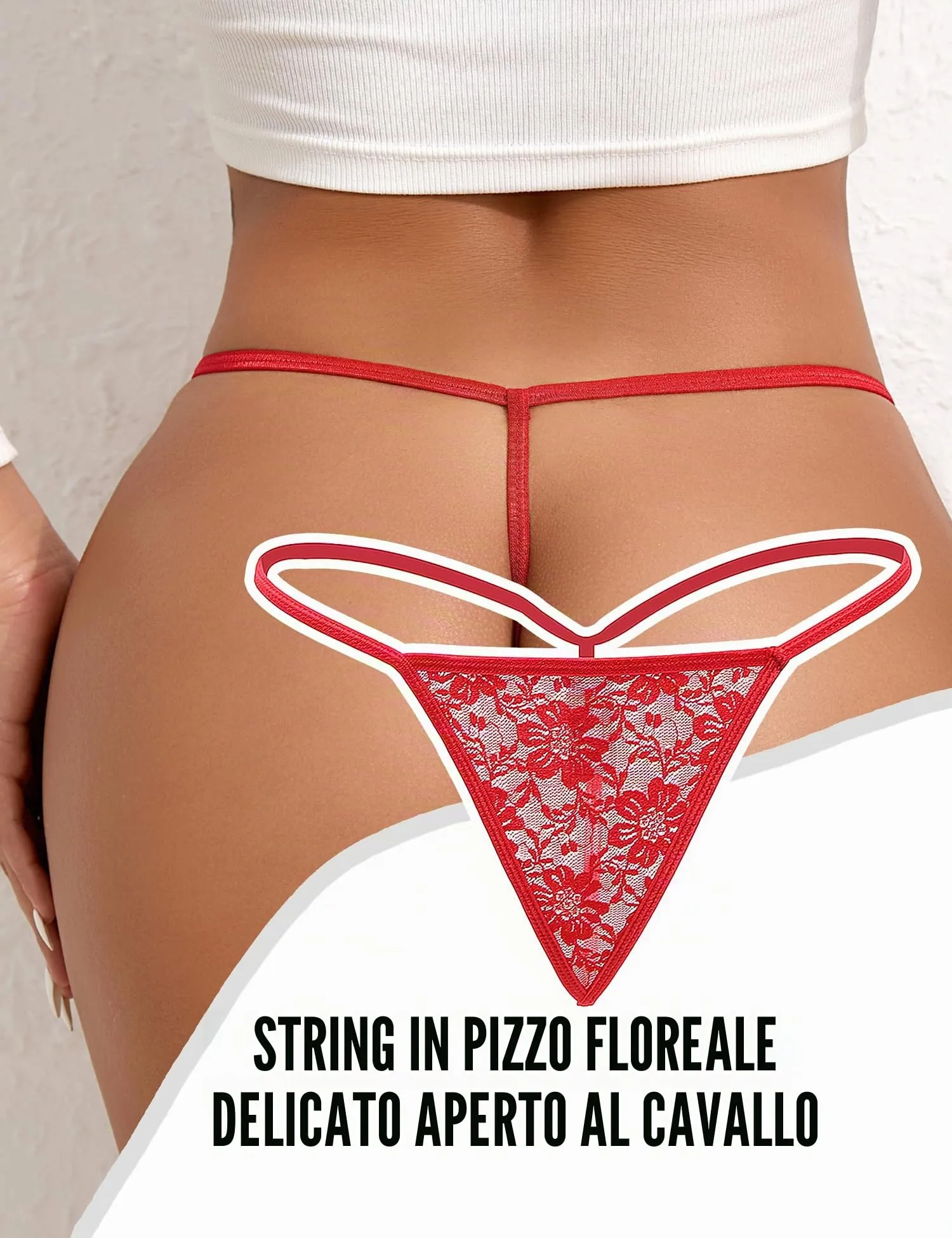 sunshinelady Perizoma in Pizzo Donna Sexy, Rosso, S - immagine 4