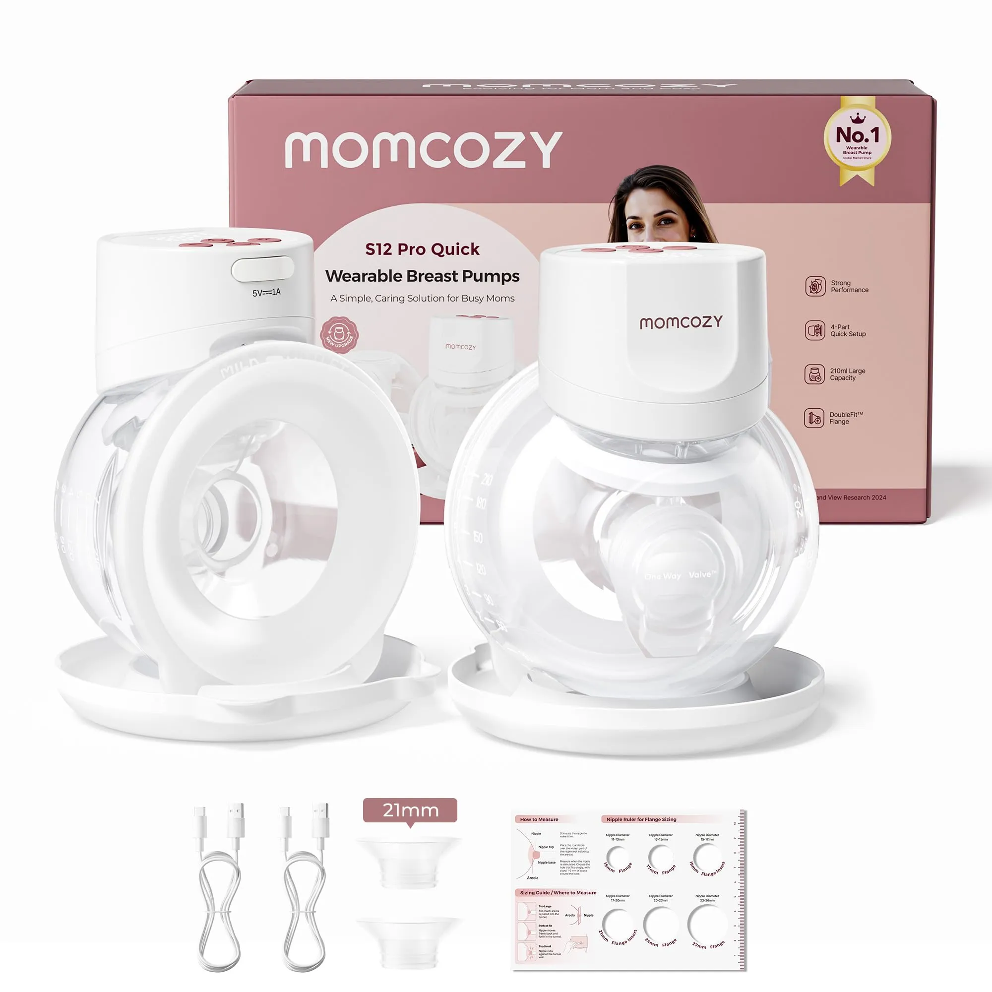 Momcozy S12 Pro Tiralatte Elettrico Indossabile Mani Libere 24mm - immagine 1